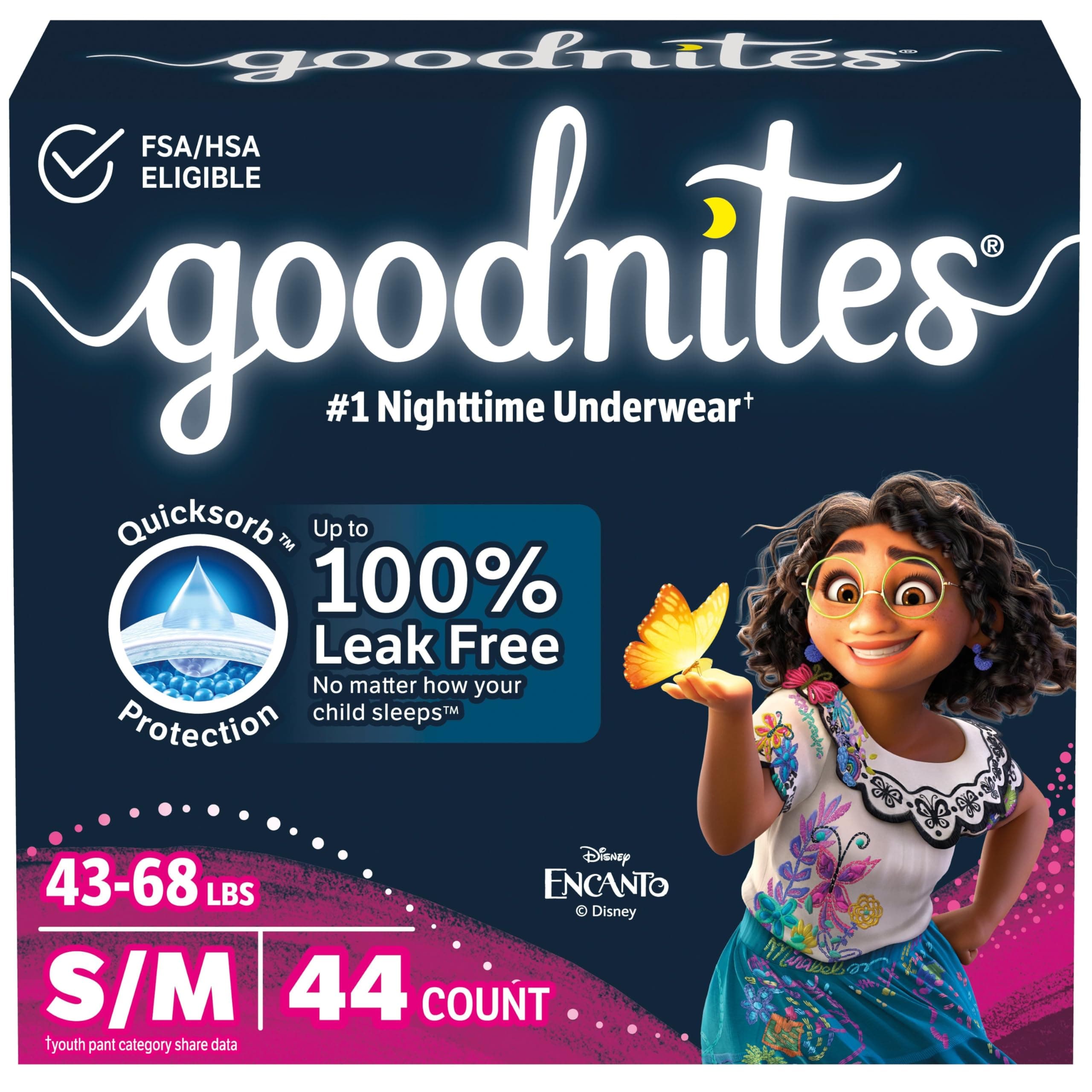 GoodNites Bedtime Pants for Girls, Size Small/Medium, 44 Count by GoodNites