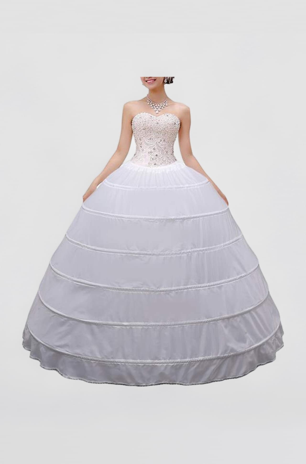 Polyester MISSVEIL Women Crinoline Petticoat Hoop Skirt Slips Long, White, Size One Size