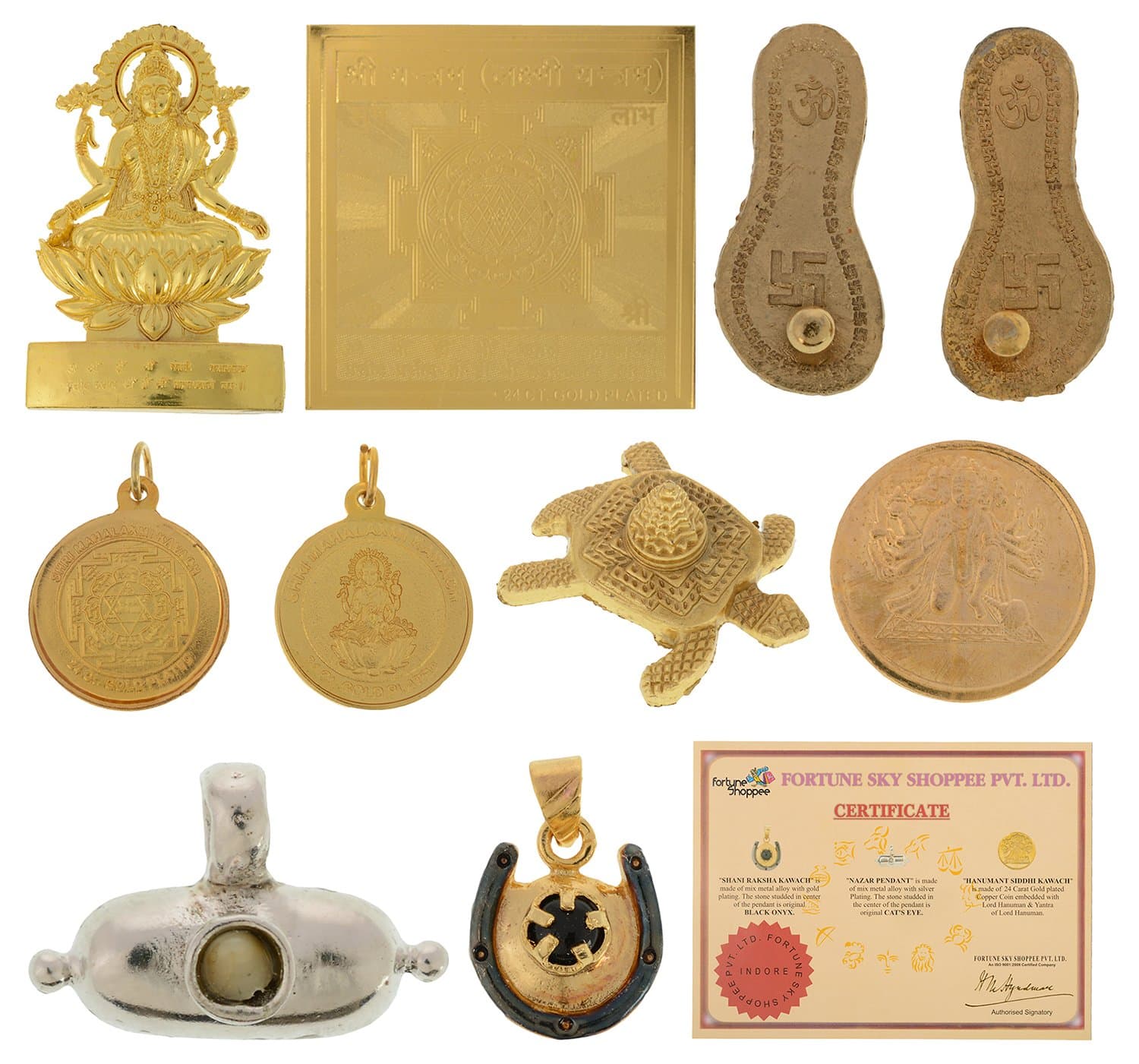 Fortune Shoppee Shani Maha Raksha Kawach (17Cm X 20 Cm X 4 Cm, Golden+Black)