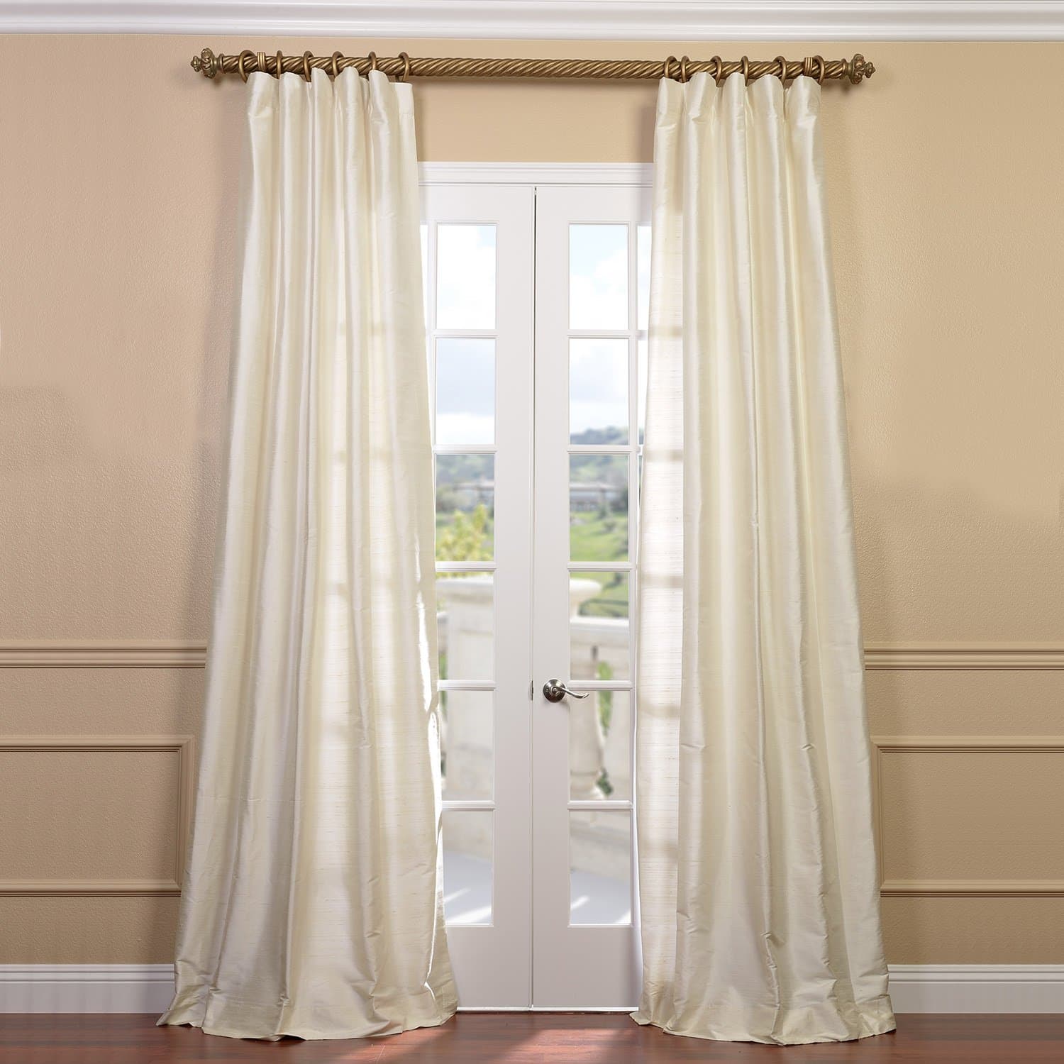 HPD Half Price Drapes Textured Dupioni Silk Curtains for Bedroom, Living Room 50 X 108 (1 Panel), DIS-ID7727-108, Pearl