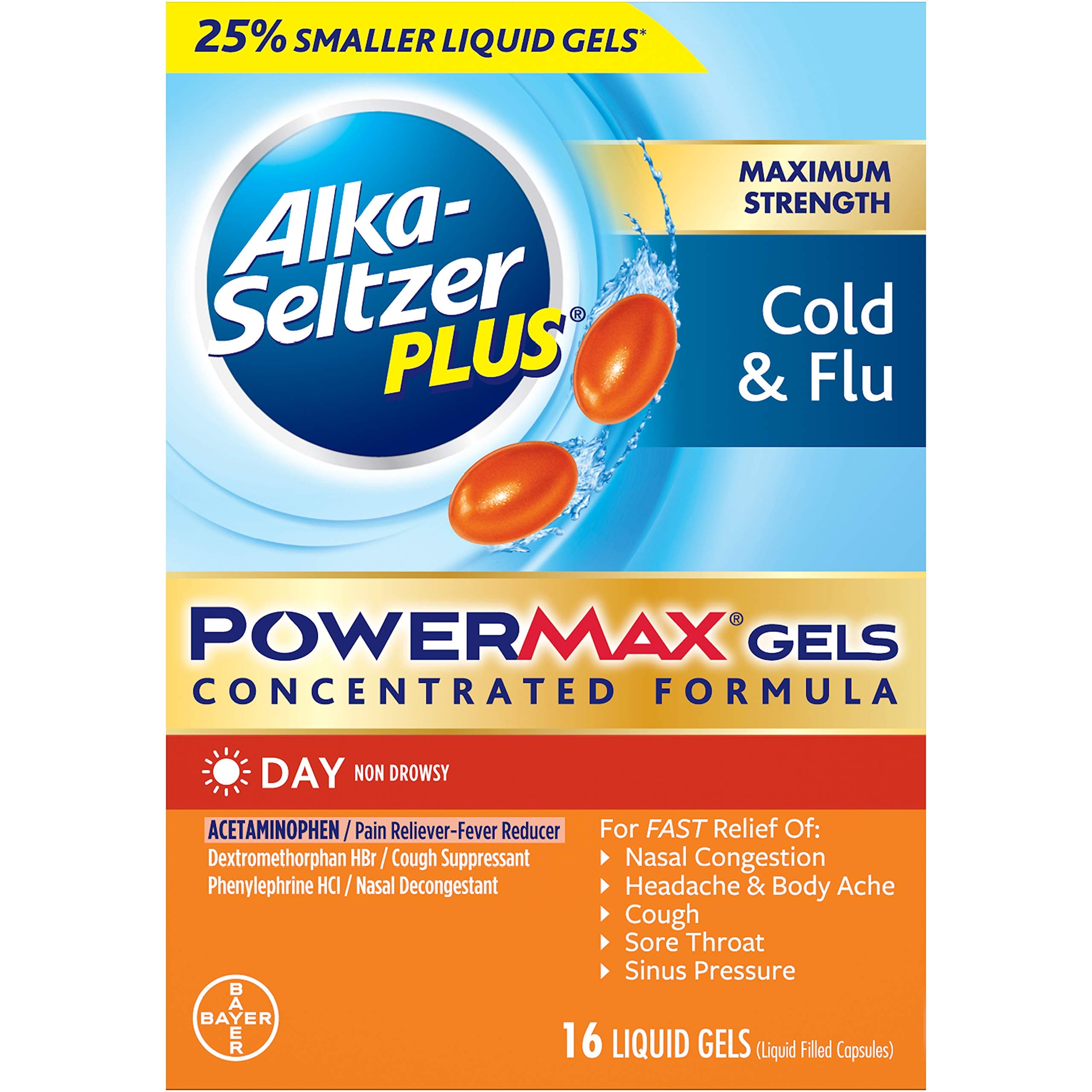 ALKA-SELTZER PLUS Power Gels Day, 16 Count