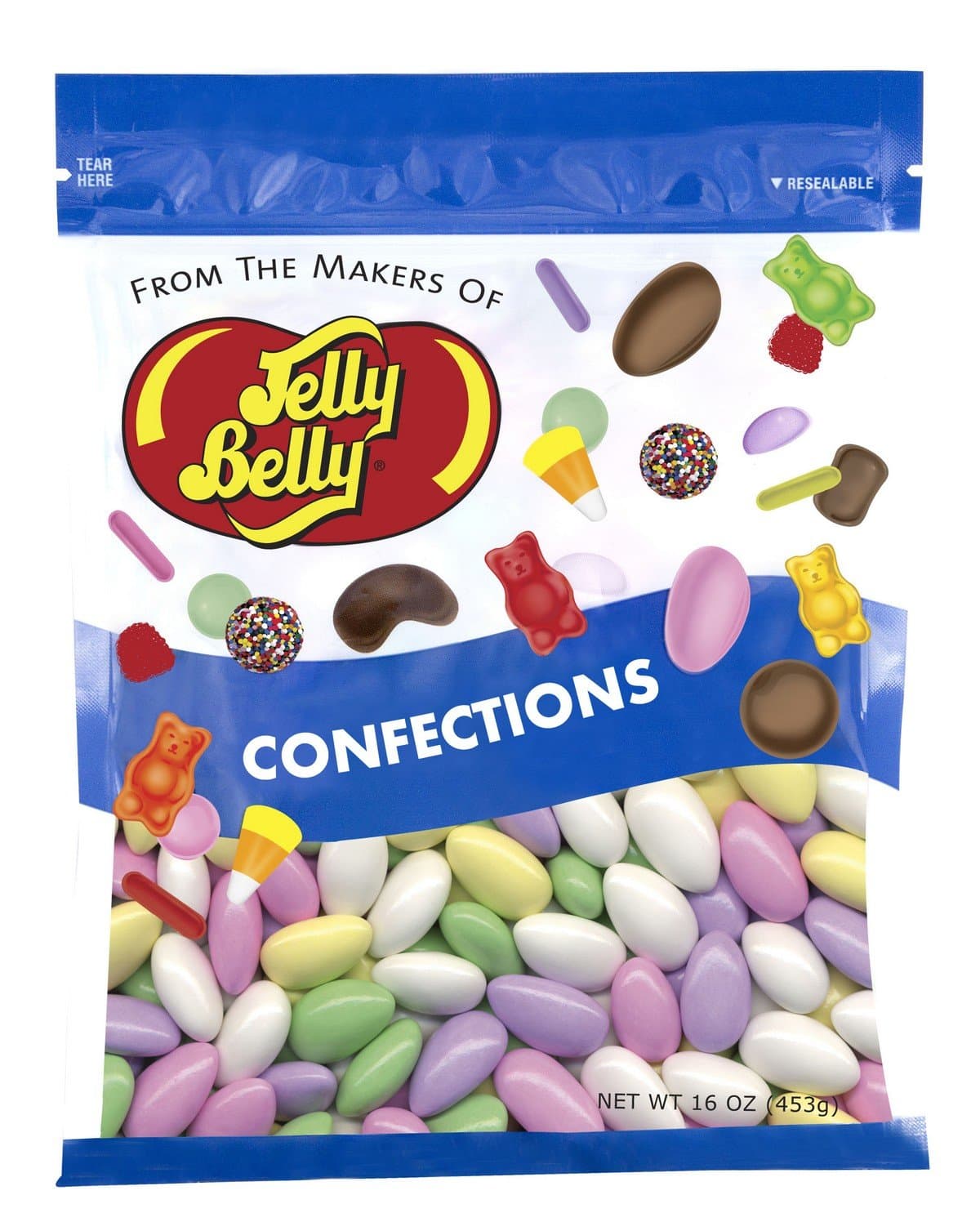 Jelly Belly Assorted Jordan Almonds - 1 Pound (16 Ounces) Resealable Bag - Genuine, Official, Straight from the Source