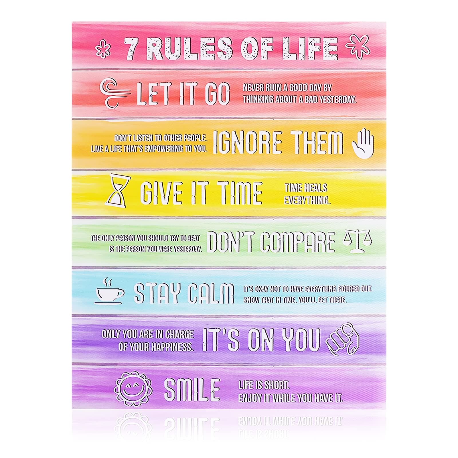 Molain 7 Rules of Life Inspirational Quotes Poster, Motivational Quotes Wall Art Inspirational Wall Decor Office Decor For Women Positive Canvas Poster 28 x 35 cm