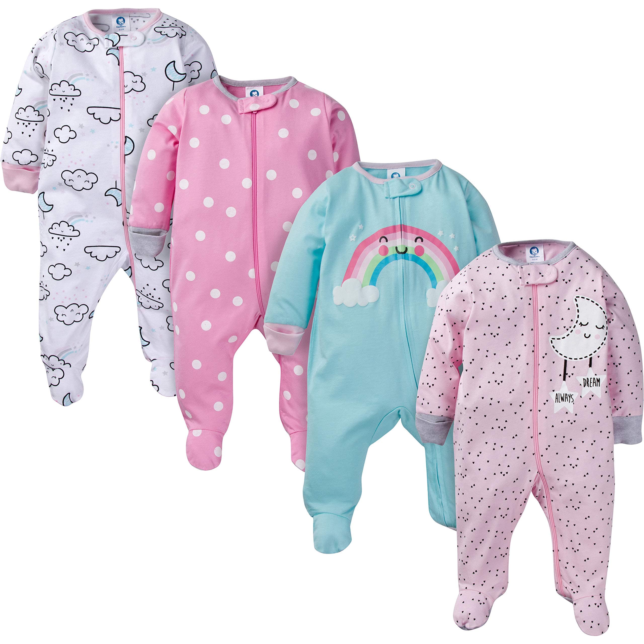baby-girls 4 Pack Sleep 'N Play Footie