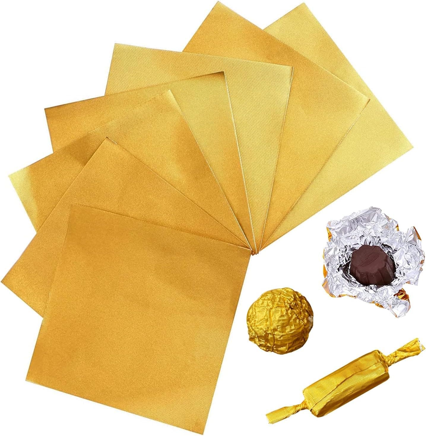 300 Pieces Aluminium Foil Christmas Candy Wrappers 4 by 4 Inch Chocolate Wrappers for Christmas DIY Candies and Chocolate Packaging