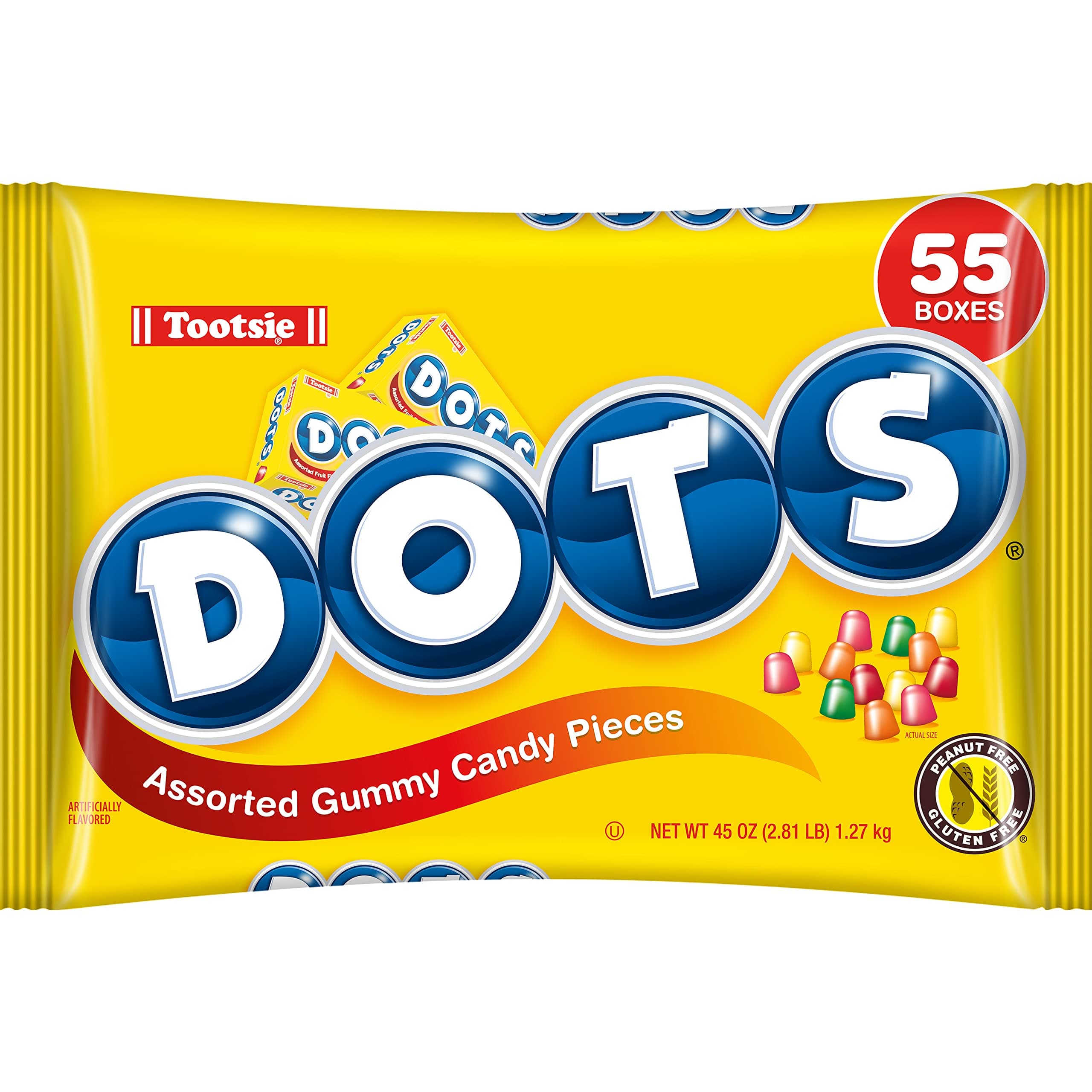 DOTS Individually Wrapped Candy - Original Gummy Candy 55 ct Mini Candy Boxes - Flavors Cherry, Lime, Orange, Lemon & Strawberry - Gluten Free, Kosher & Peanut Free Gumdrops