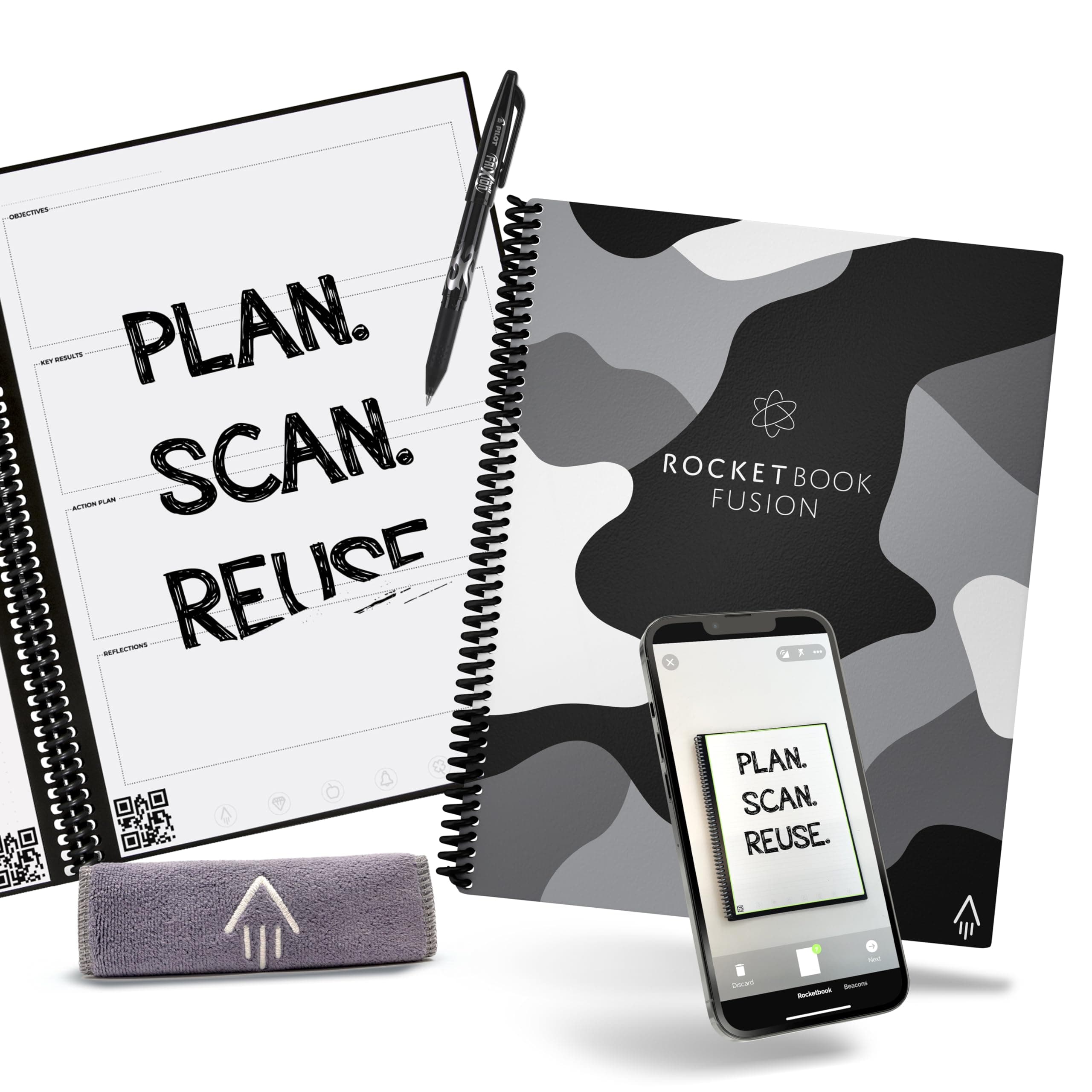 Rocketbook Fusion Reusable Smart Planner and Notebook in Lunar Winter, 8.5 inch x 11 inch, 42 pages