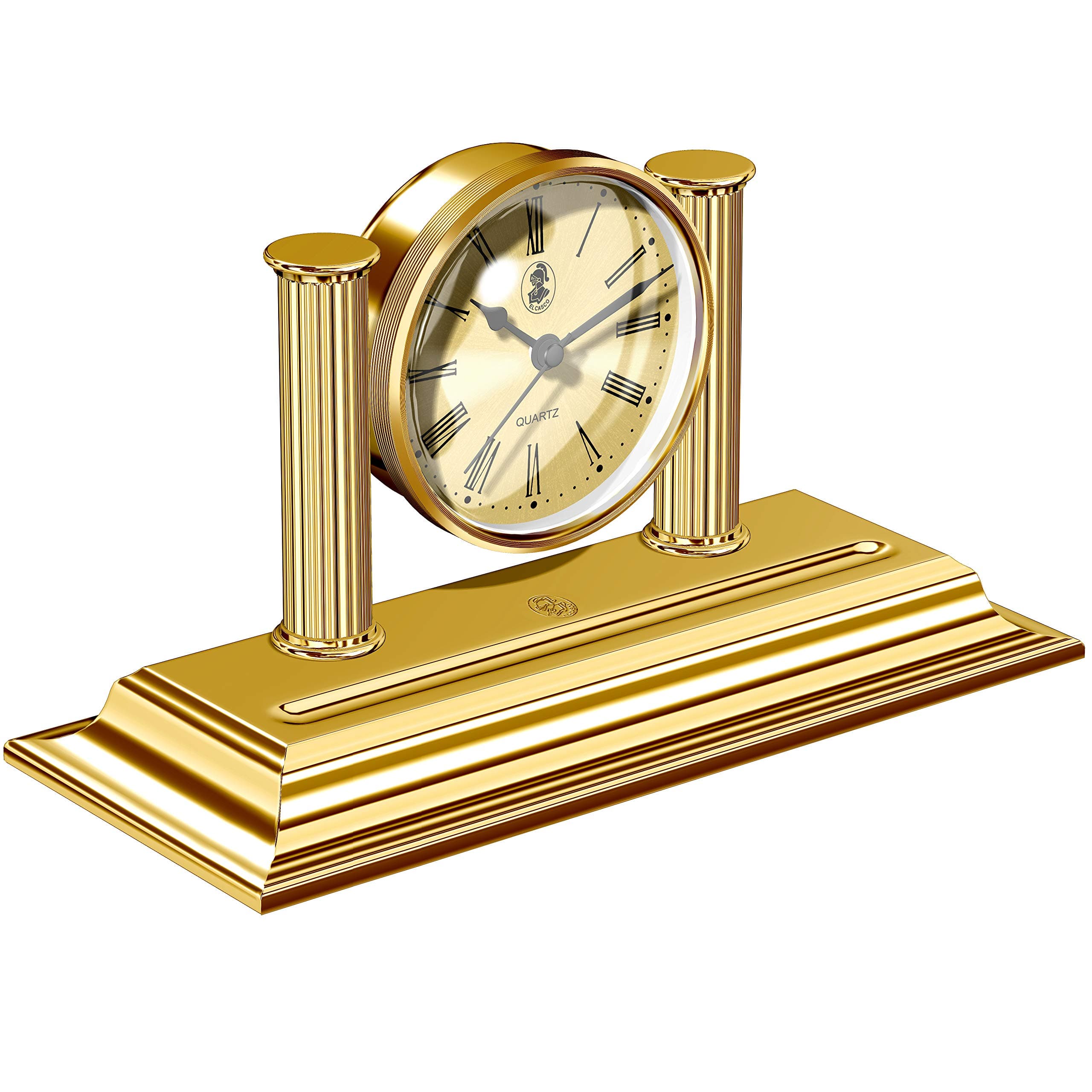 M662 Desk Clock and Pen Holder - 23 Carat Gold