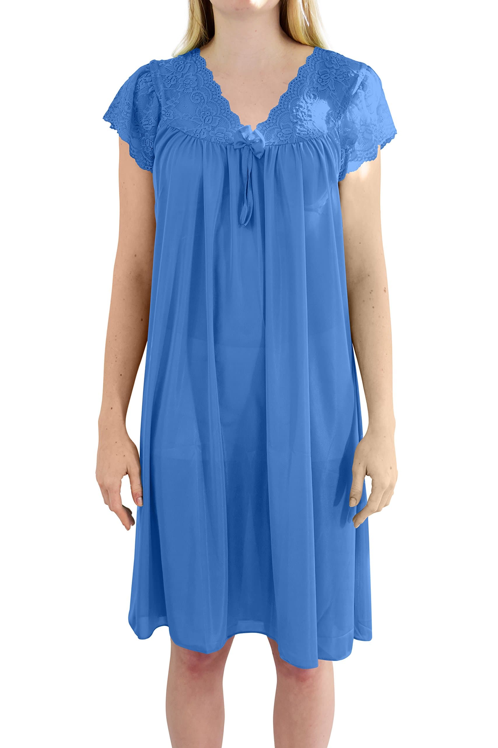 EZI Women's 'Debra' Cap Sleeve Satin Nightgown