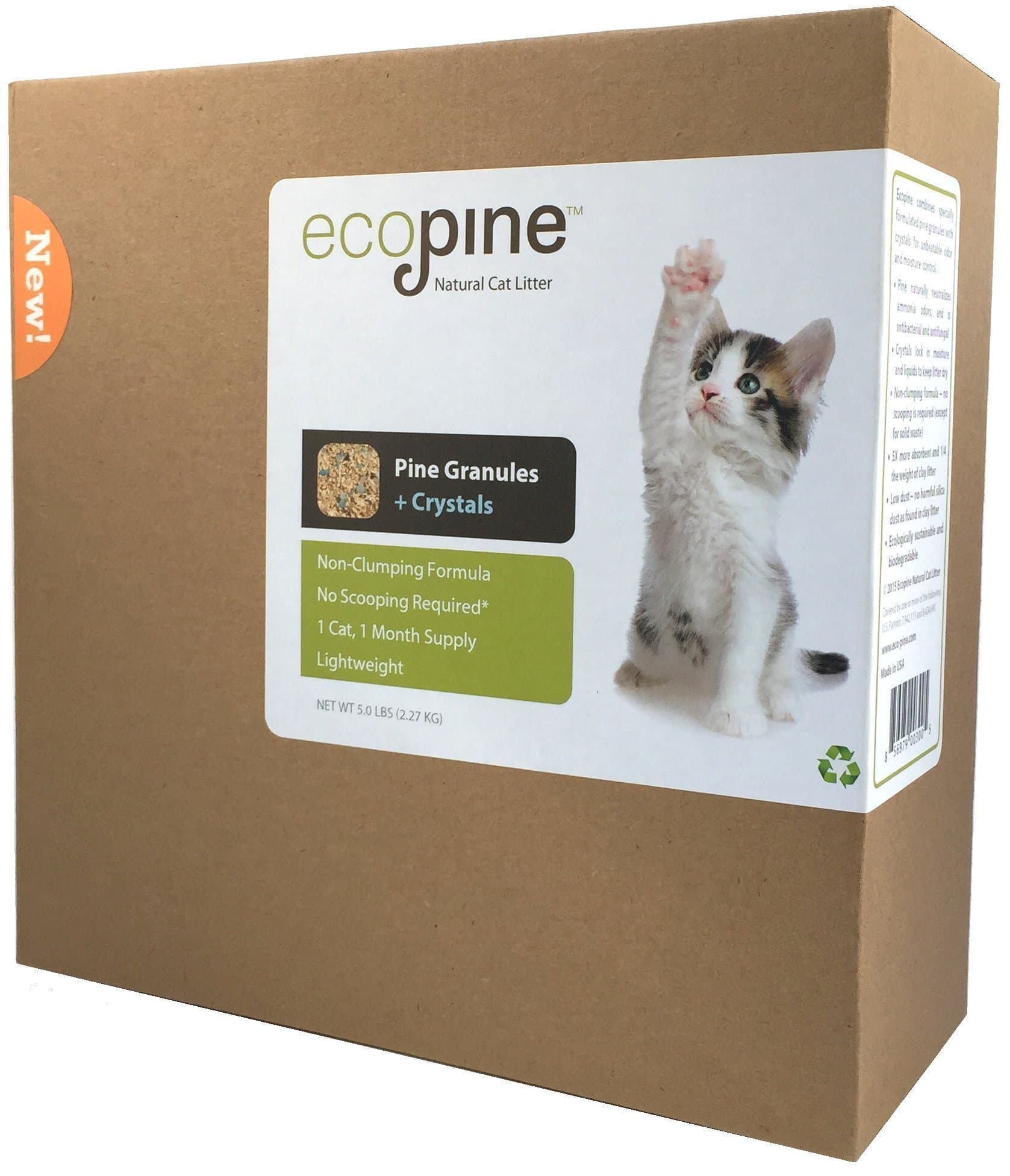 Ecopine Natural Cat Litter, Original Formula, 1 Month Supply, 5 lb