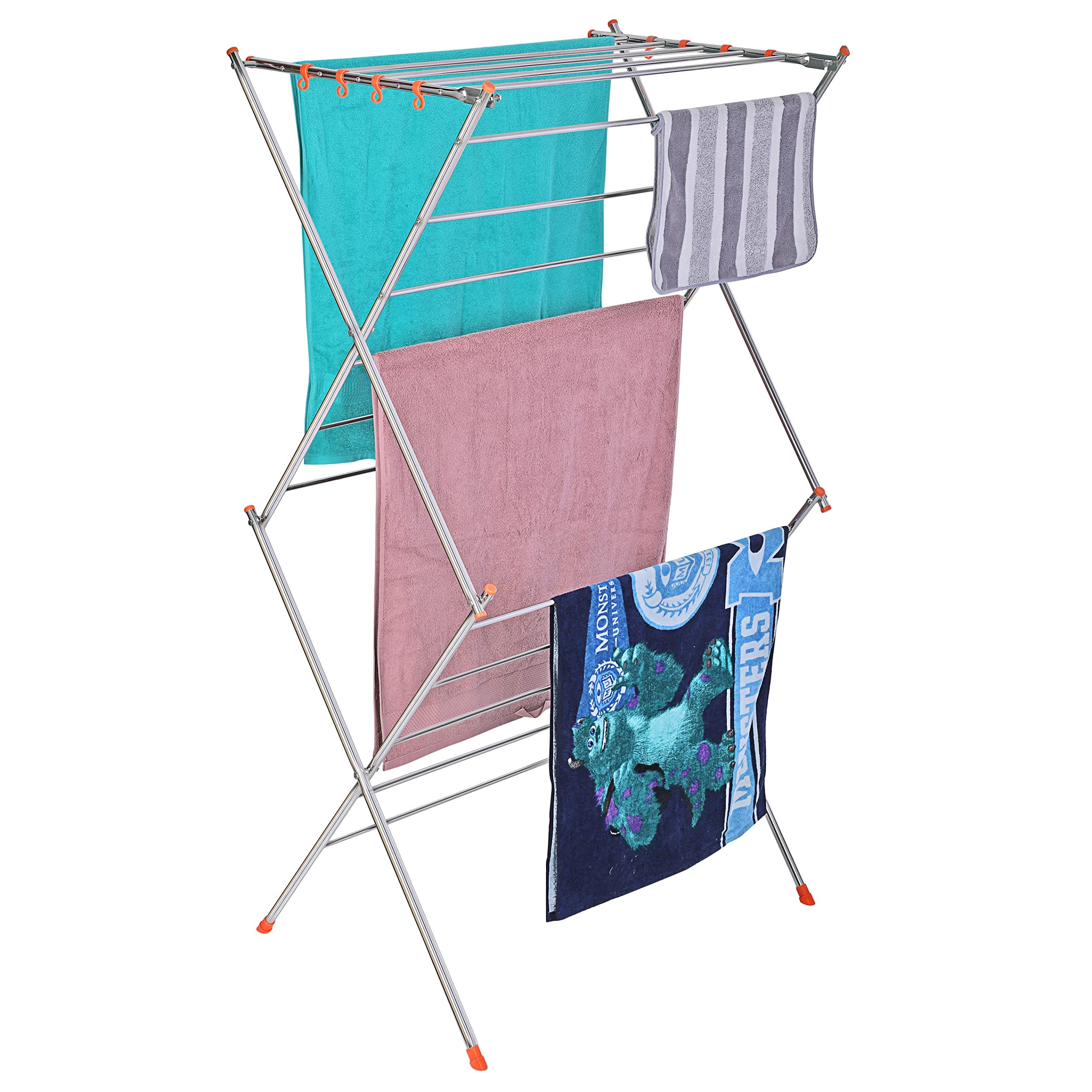 homWell Heavy Duty Stainless Steel Premium 3 Layer Tier-16 Rods (43 Feet Drying Length) Clothes Drying Stand Steel for Balcony Cloth Drying Stand Foldable Clothes Stand for Drying