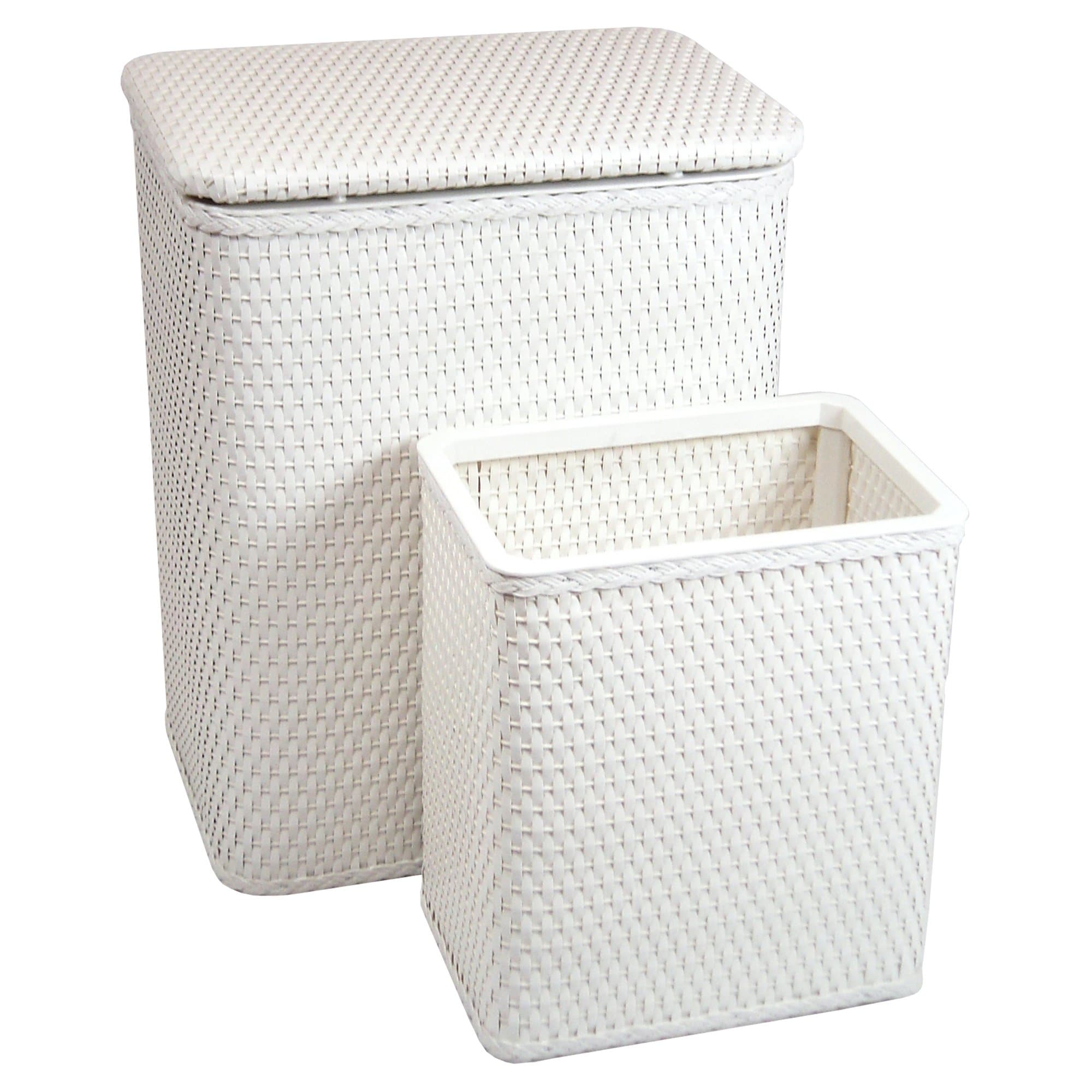 RedmonUSA for Kids Chelsea Wicker Nursery Hamper and Matching Wastebasket, White