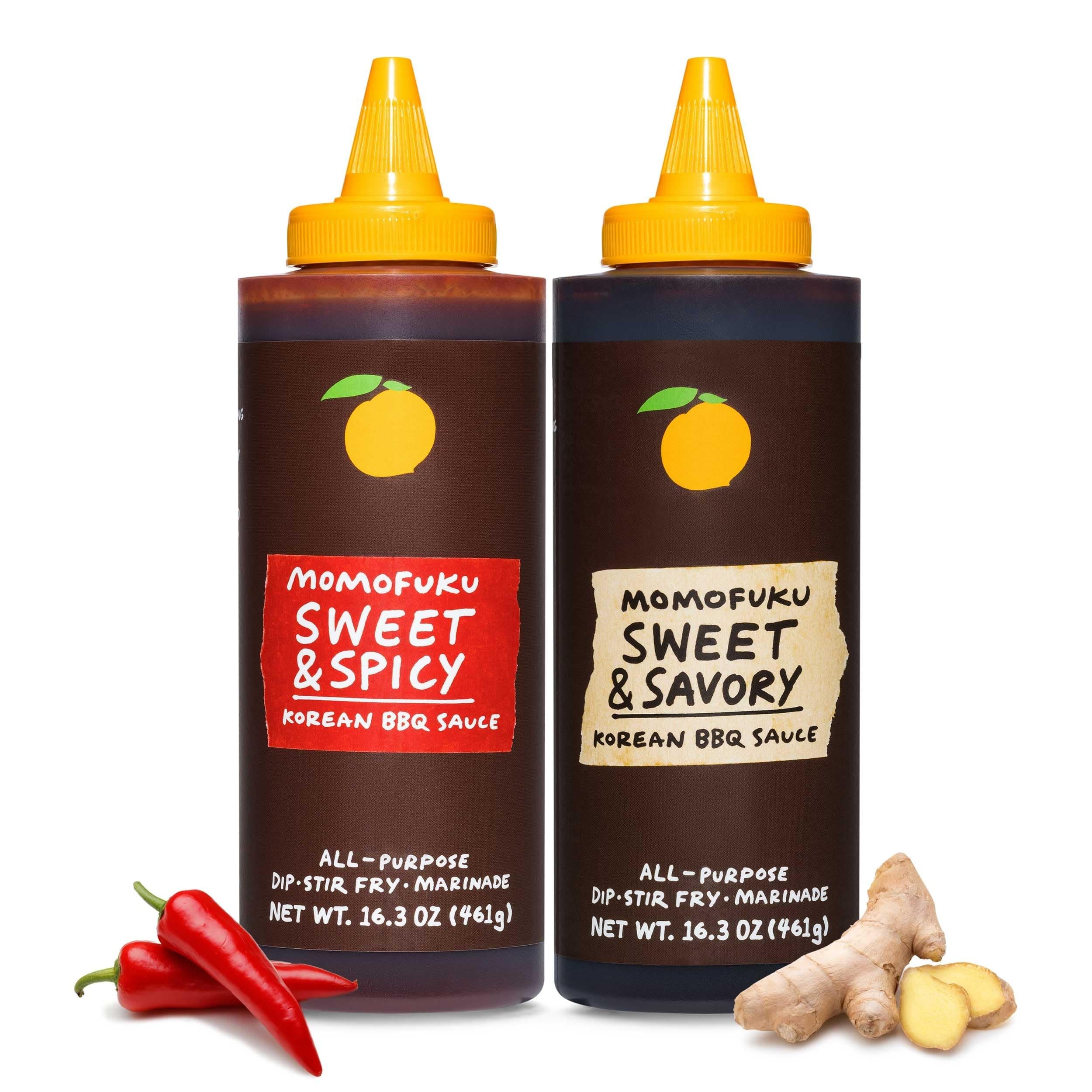 Momofuku Korean Barbecue Sauce Duo, Sweet & Spicy Gochujang and Sweet & Savory Galbi for BBQ, Marinade, Drizzle Toppings, Dipping Sauce and Elevated Meals