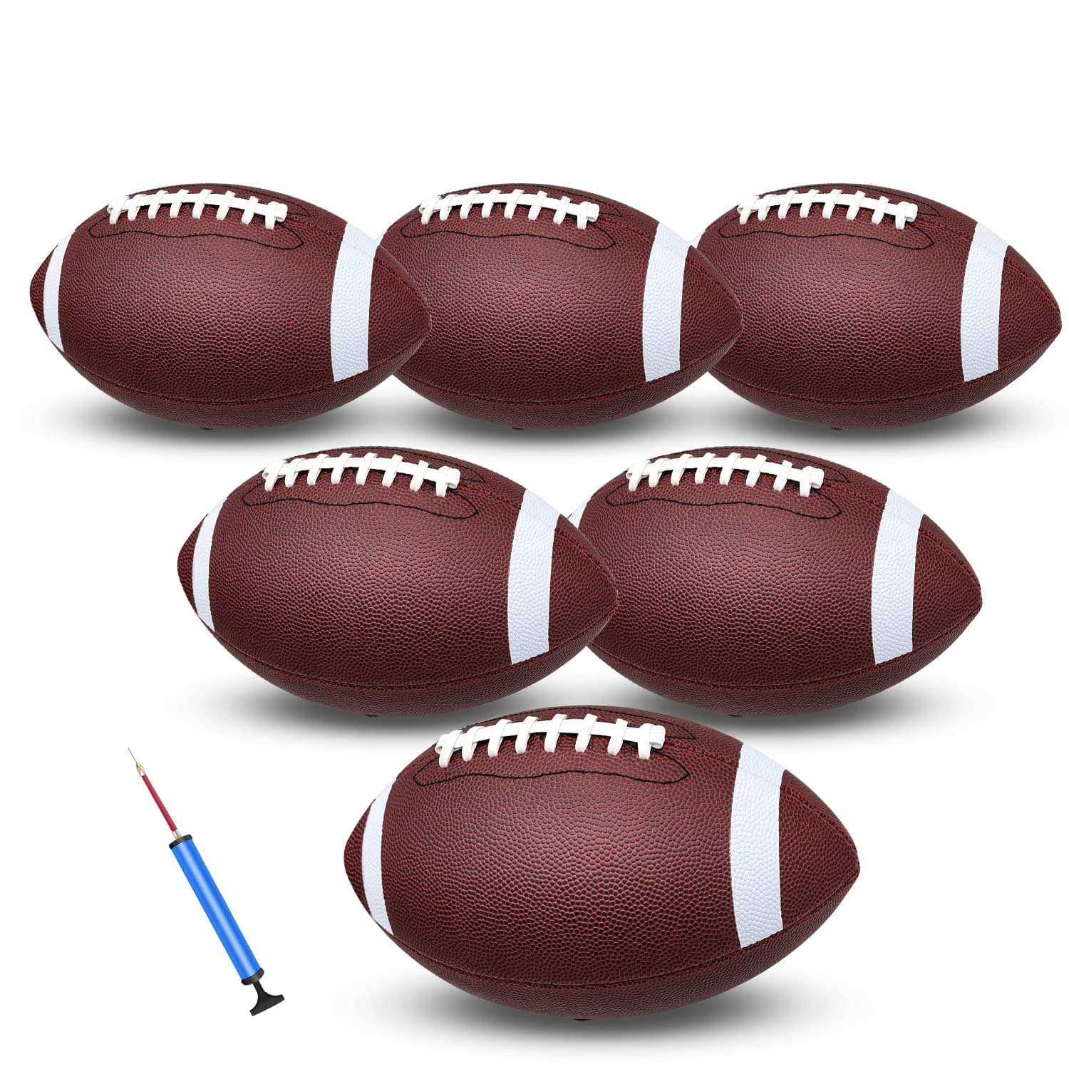 jiaonun Youth Size 6/Official Size 9 Footballs Bulk, Inflatable with Pump for Youth, Junior, Adult, College, High School, Regulation Size Football, American Football, Composite Leather Football