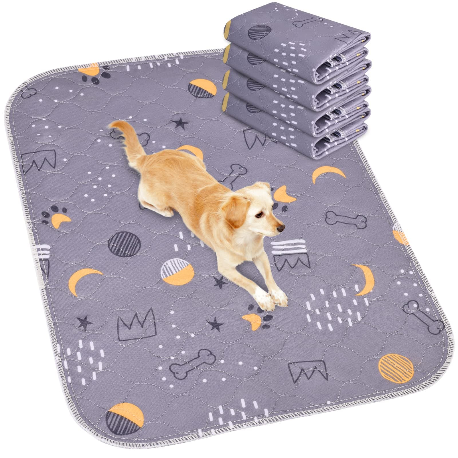 UPSKY Washable Pee Pads for Dogs 4 Pack 18” x 24” Reusable Puppy Pads Waterproof Pet Training Pads, Non-Slip Dog Mats Fast Absorbent Whelping Pads for Playpen, Potty, Crate, Bed