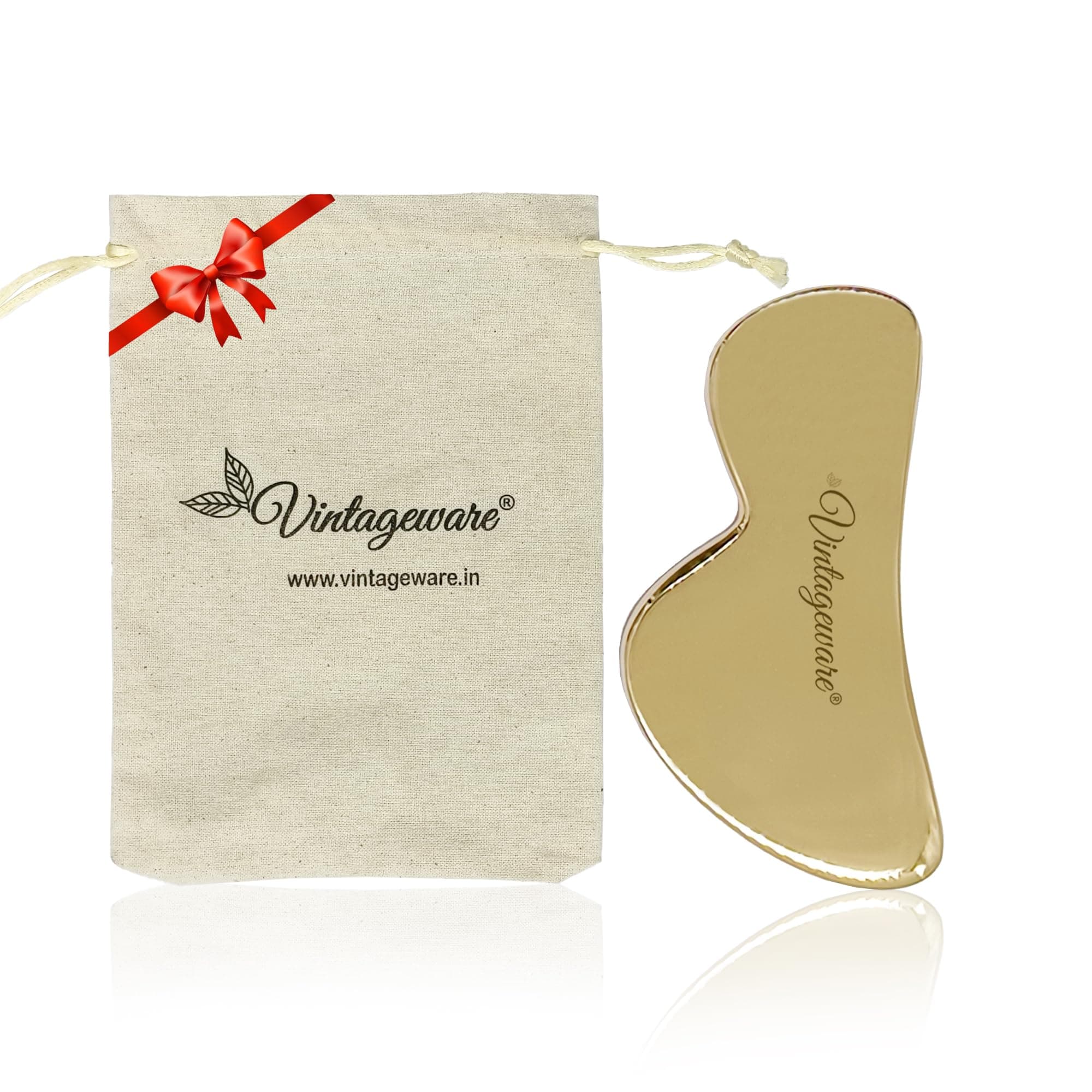 Vintageware® Kansa Gua Sha Massager Tool – Ayurvedic Bronze Facial Scraper for Lymphatic Drainage, Anti-Aging & Skin Detox (B-Shaped)