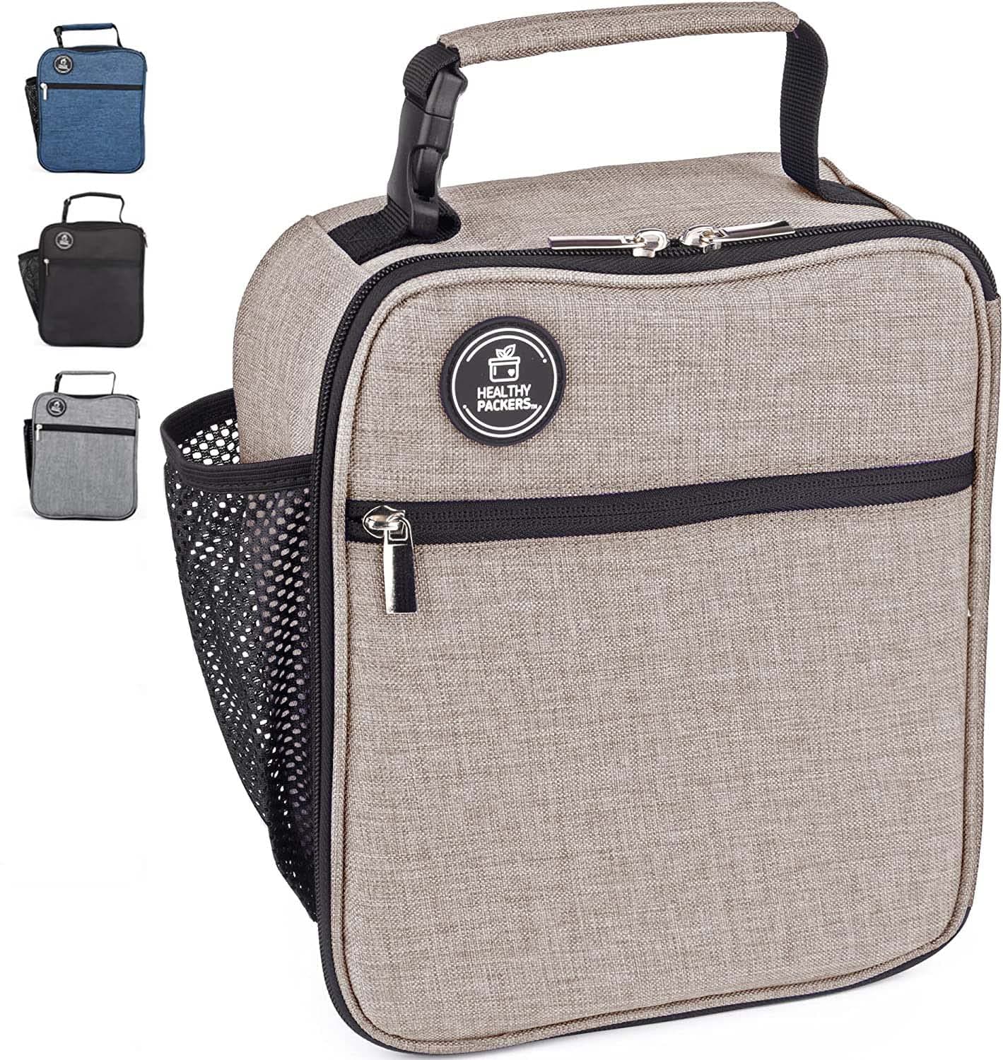 - Insulated Lunch Bag for Men, Women & Kids with water bottle holder, Professional lunchbox for adults, Mens lunchbox for work, School and Outdoor Activities, waterproof insulated lunch box, Light Gray