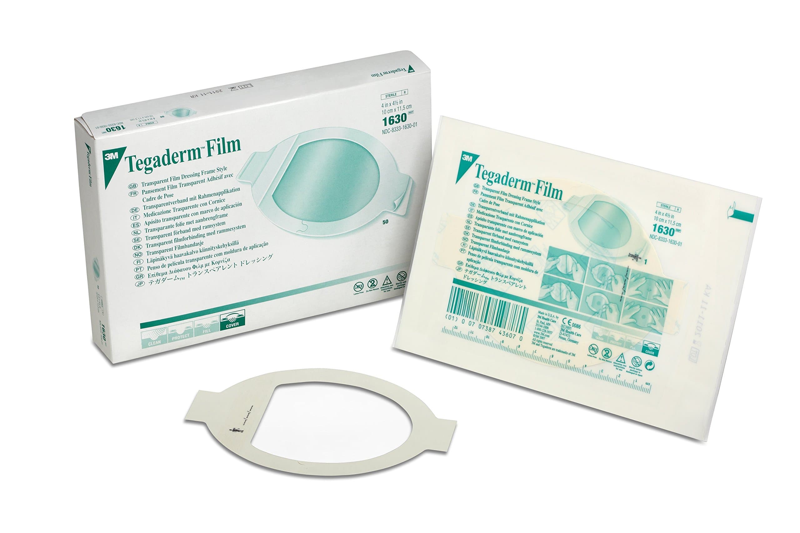 3M™ Tegaderm™ Transparent Film Dressing Frame Style, 1630, Oval, 4 in x 4-1/2 in (10 cm x 11.5 cm), 50/ct 4ct/Case
