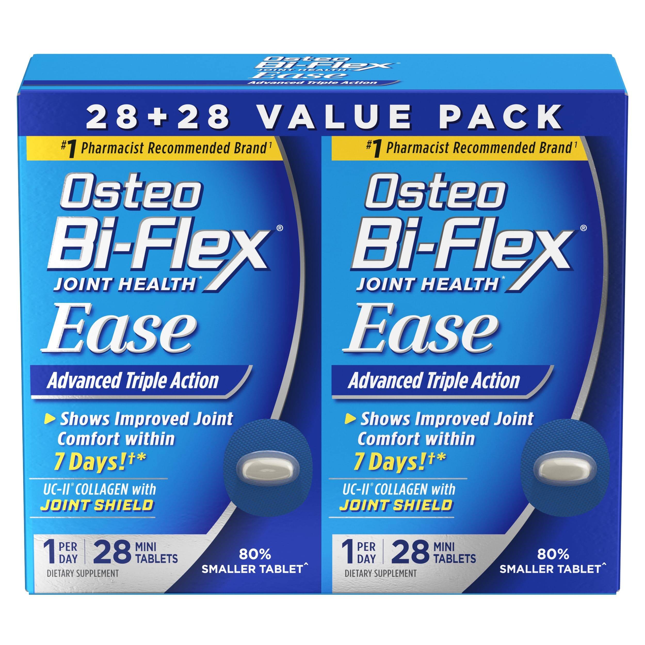 Osteo Bi-Flex Ease Advanced Triple Action with Vitamin D Joint Supplements, Mini-Tablets, 28 Count, Pack of 2