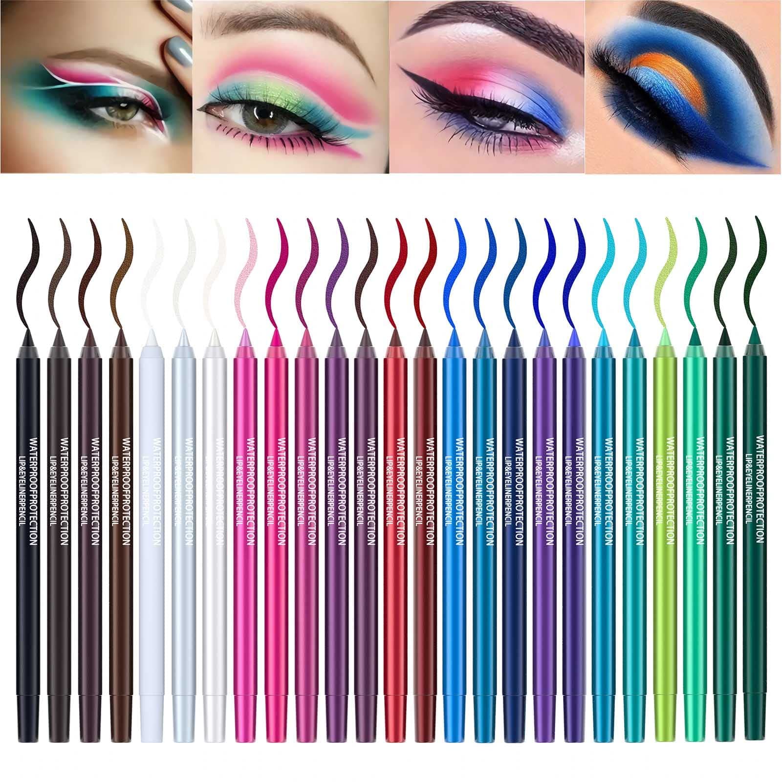 25 Color Eyeliner Pencil Set Colorful Pearl Eye Liner Metallic Glitter Colored Eyeliner Gel Eye Shadow Pen Kit Professional Eye Makeup Pencils Set
