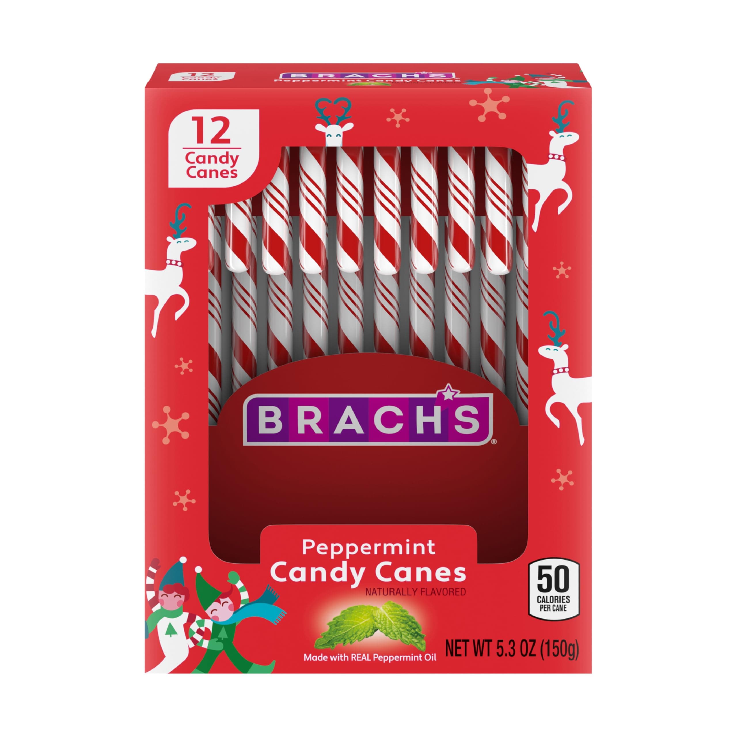Bobs Red & White Mint Canes, Christmas Candy, Stocking Stuffers for Kids, Holiday Classic, 5.3 Oz, 12 Count (Pack of 1)