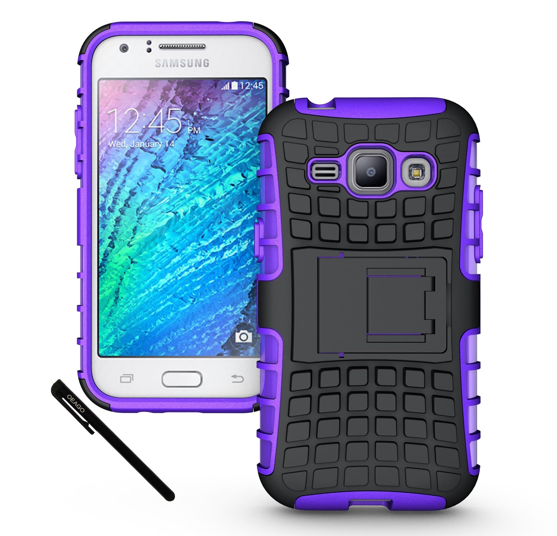 Samsung Galaxy J1 Case Cover - Tough Rugged Dual Layer Protective Case with Kickstand for Samsung Galaxy J1 - Purple