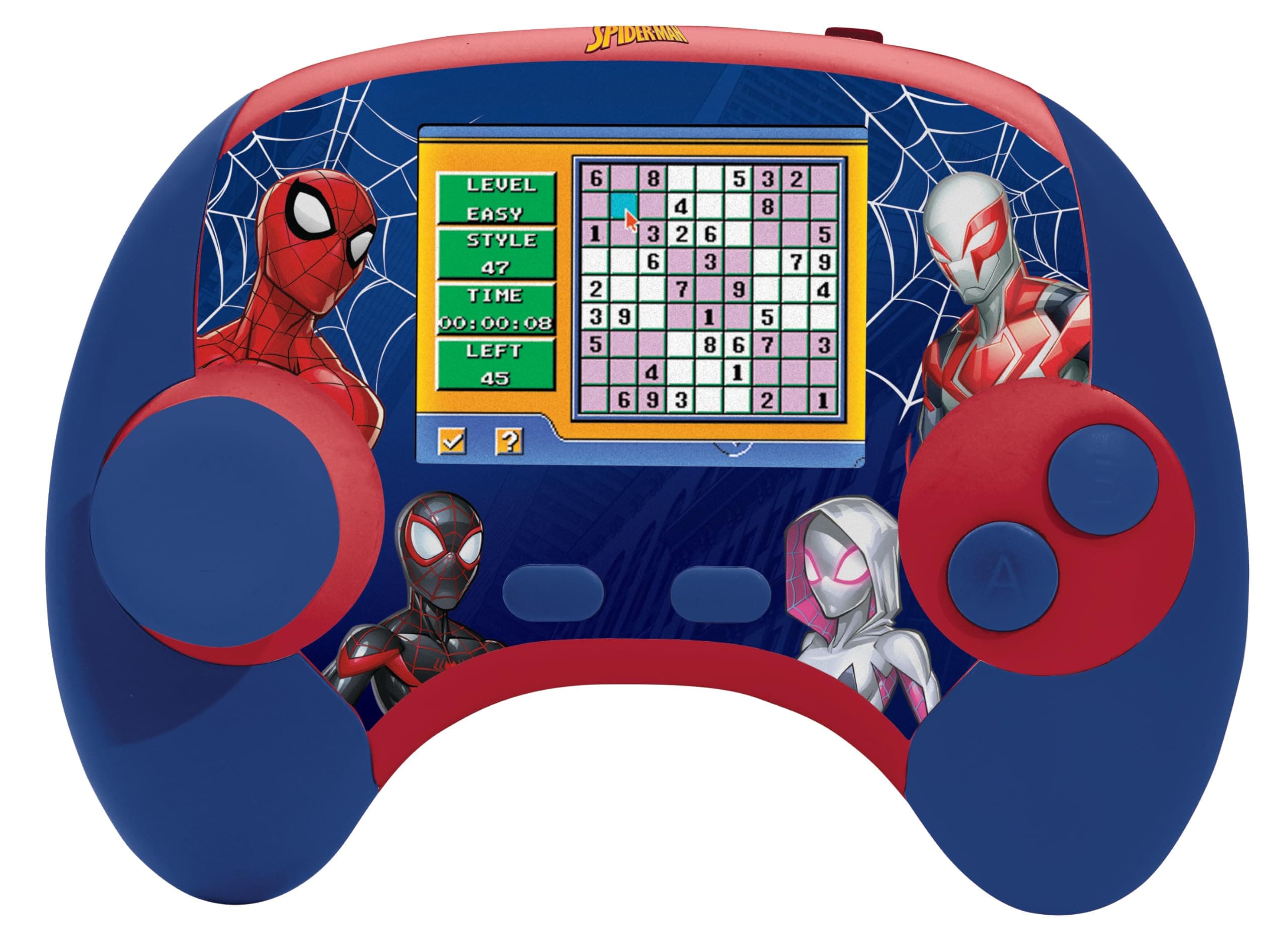 Lexibook、スパイダーマン、Power Console®、バイリンガルのフランス語/英語教育ゲームコンソール、100種類のアクティビティ、JCG100SPi1、ブルー/レッド。