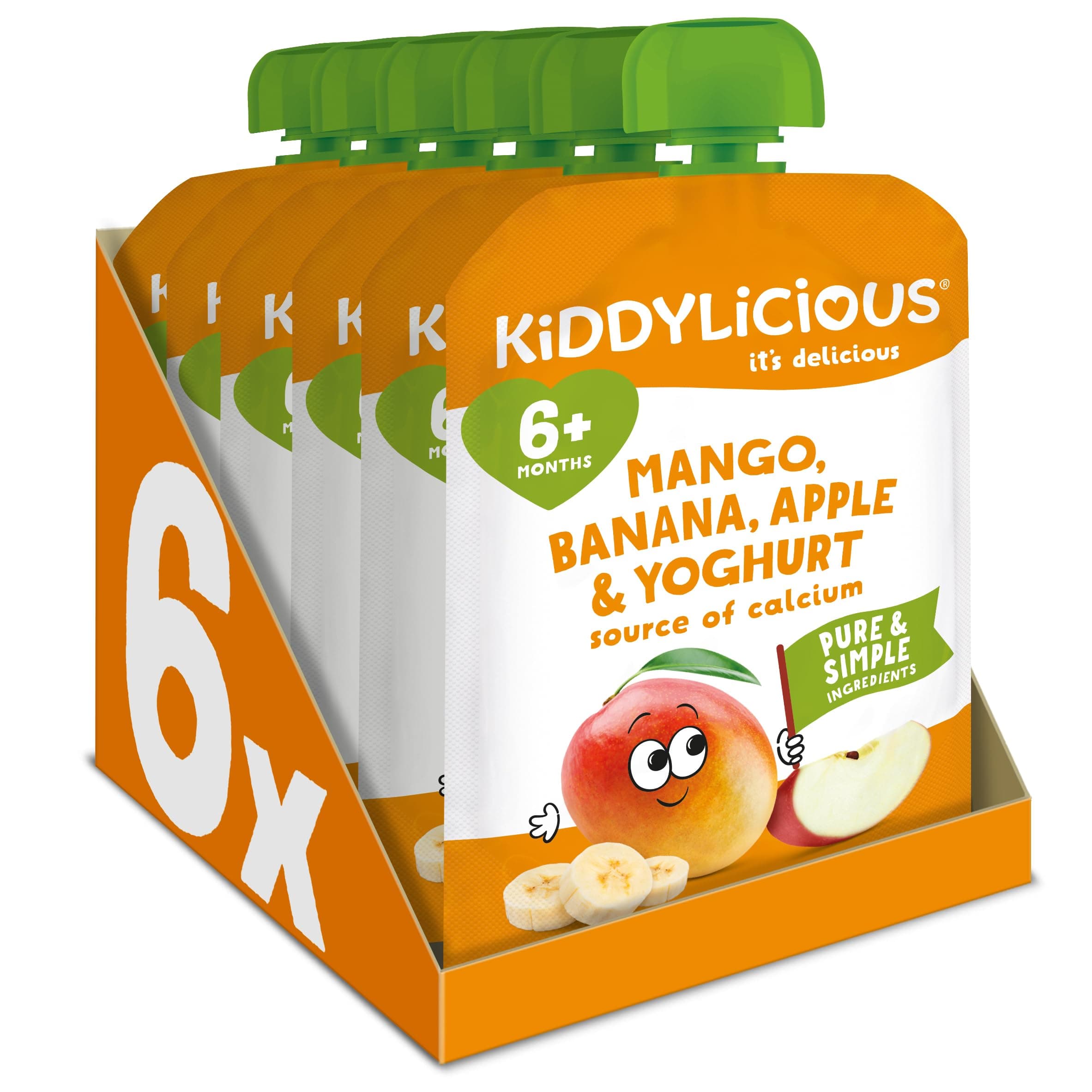 Mango, Banana & Apple Pouches - Delicious Pouches for Babies - Suitable for 6+ Months - 100g x 6 Packs