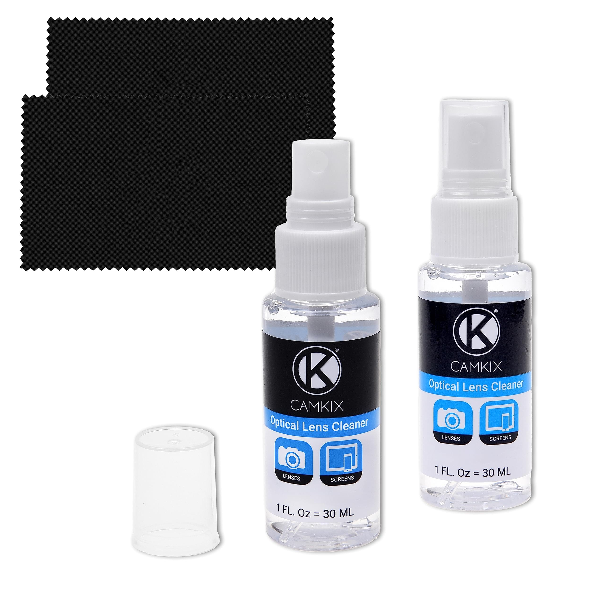 CamKix Lens and Screen Cleaning Kit - 2X Cleaning Spray, 2X Microfiber Cloth - Perfect to Clean The Lens of Your DSLR Camera - Also Great for Your Smartphone, Tablet, Notebook, Etc.