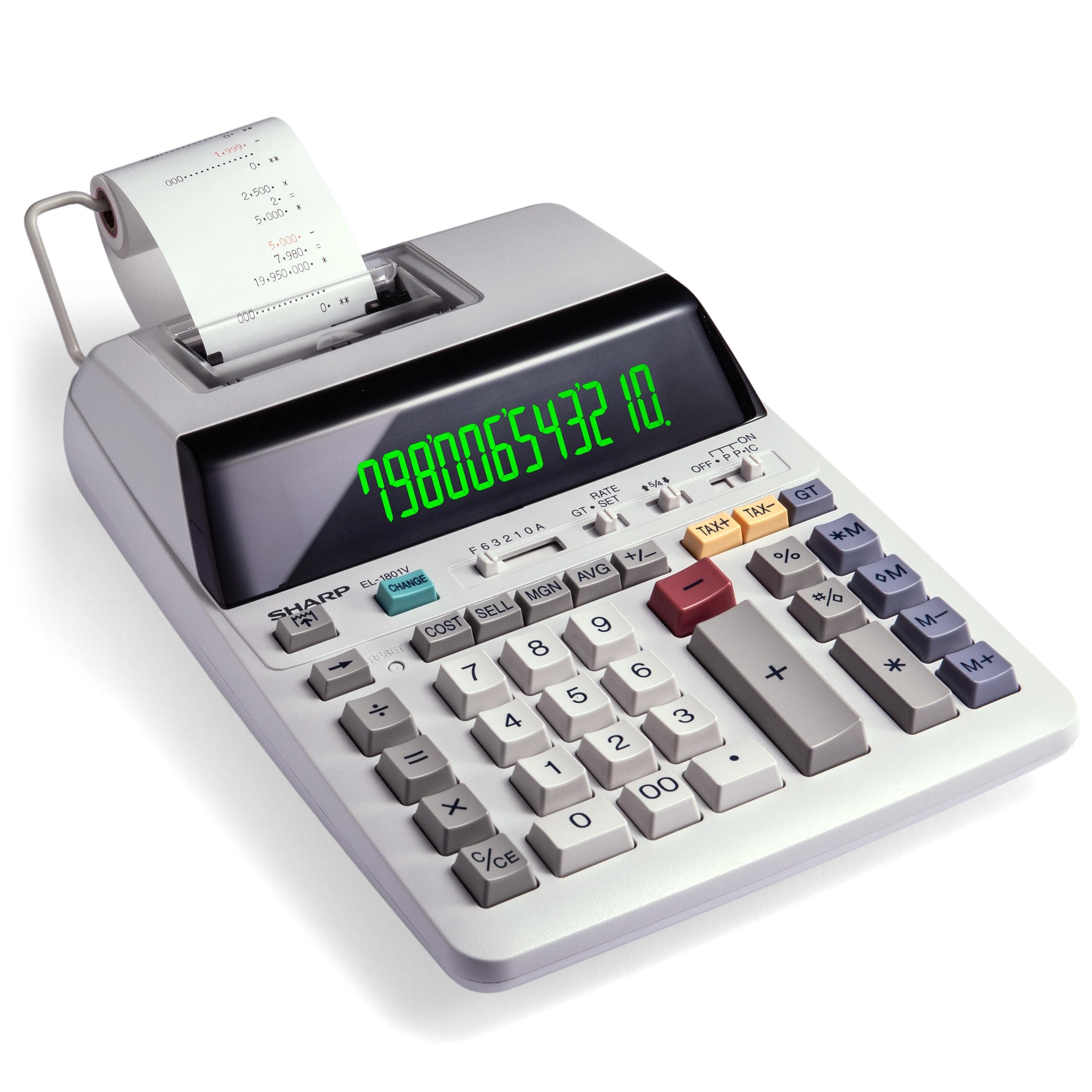 EL-1801V Ink Printing Calculator, 12-Digit LCD, AC Powered, Off-White, Ideal for Business & Office Use, Easy-to-Read Display & Durable Design