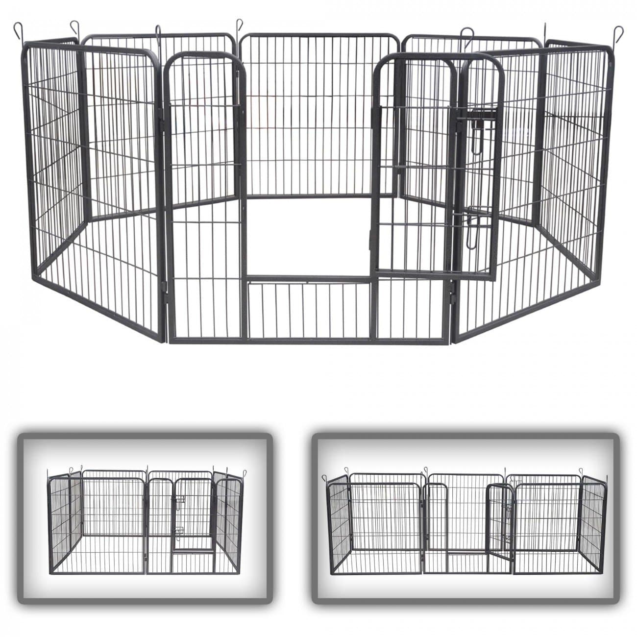 zoomundo Pet Play Pen Dog Cat Puppy Playpen Puppy Area Folding Run Cage Metal Fence 8 Pieces - L