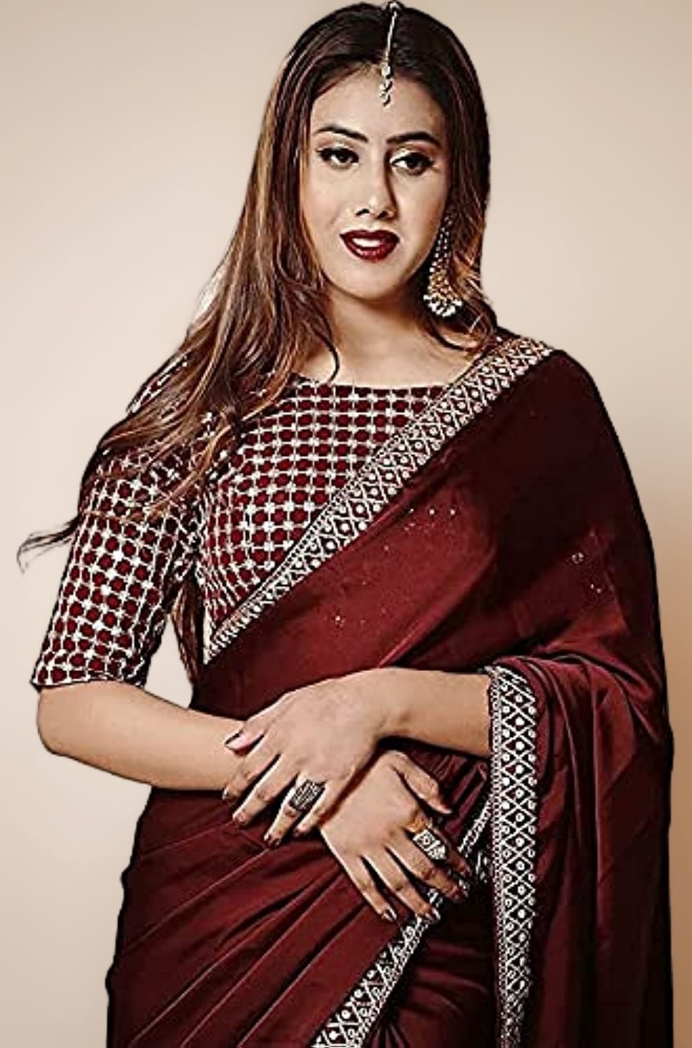 NPLASH FASHION Saree For Wedding Design Embroidered Bollywood Rangoli Silk Sari