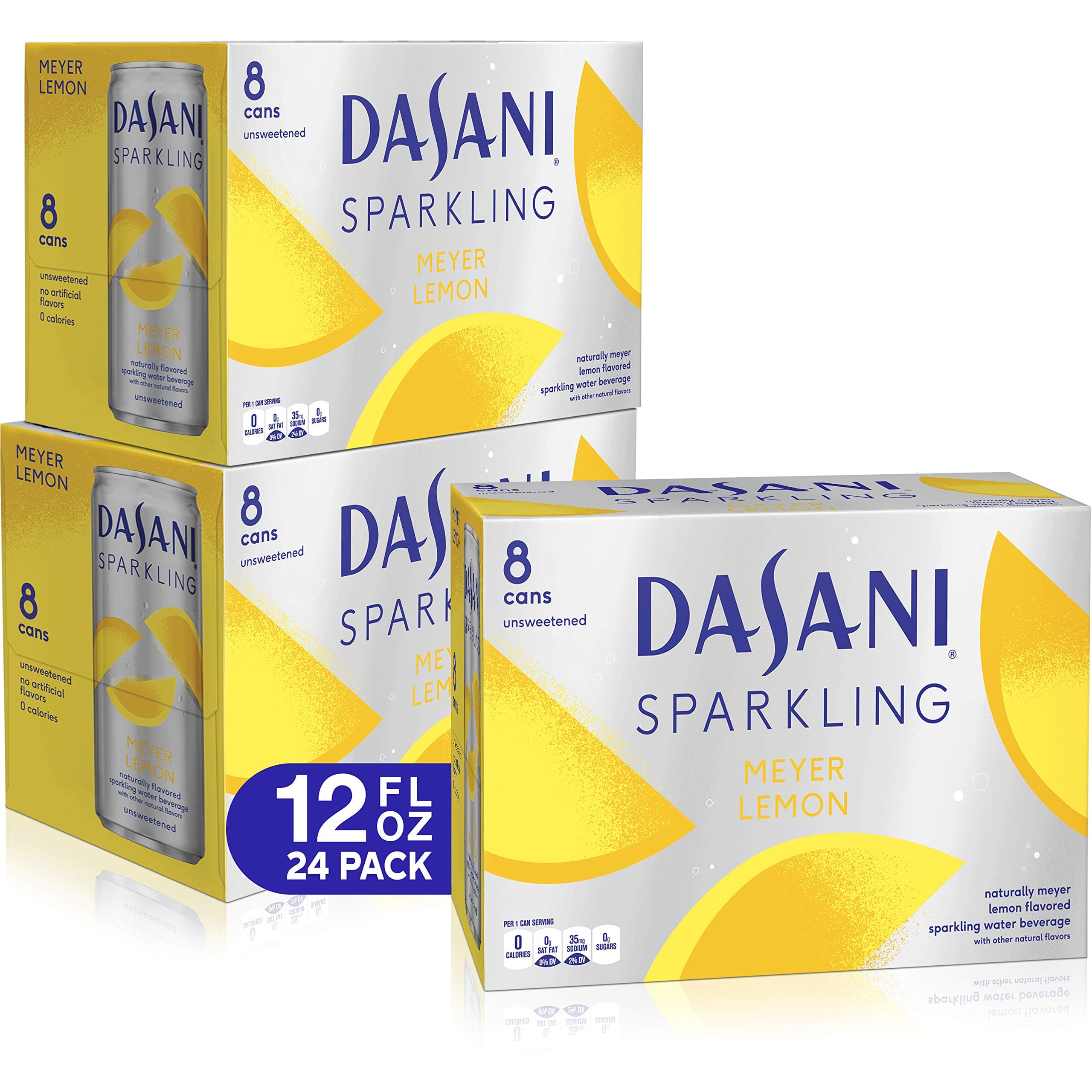 DASANI Sparkling Water Meyer Lemon Zero Calories, 12 fl oz, 24 Pack