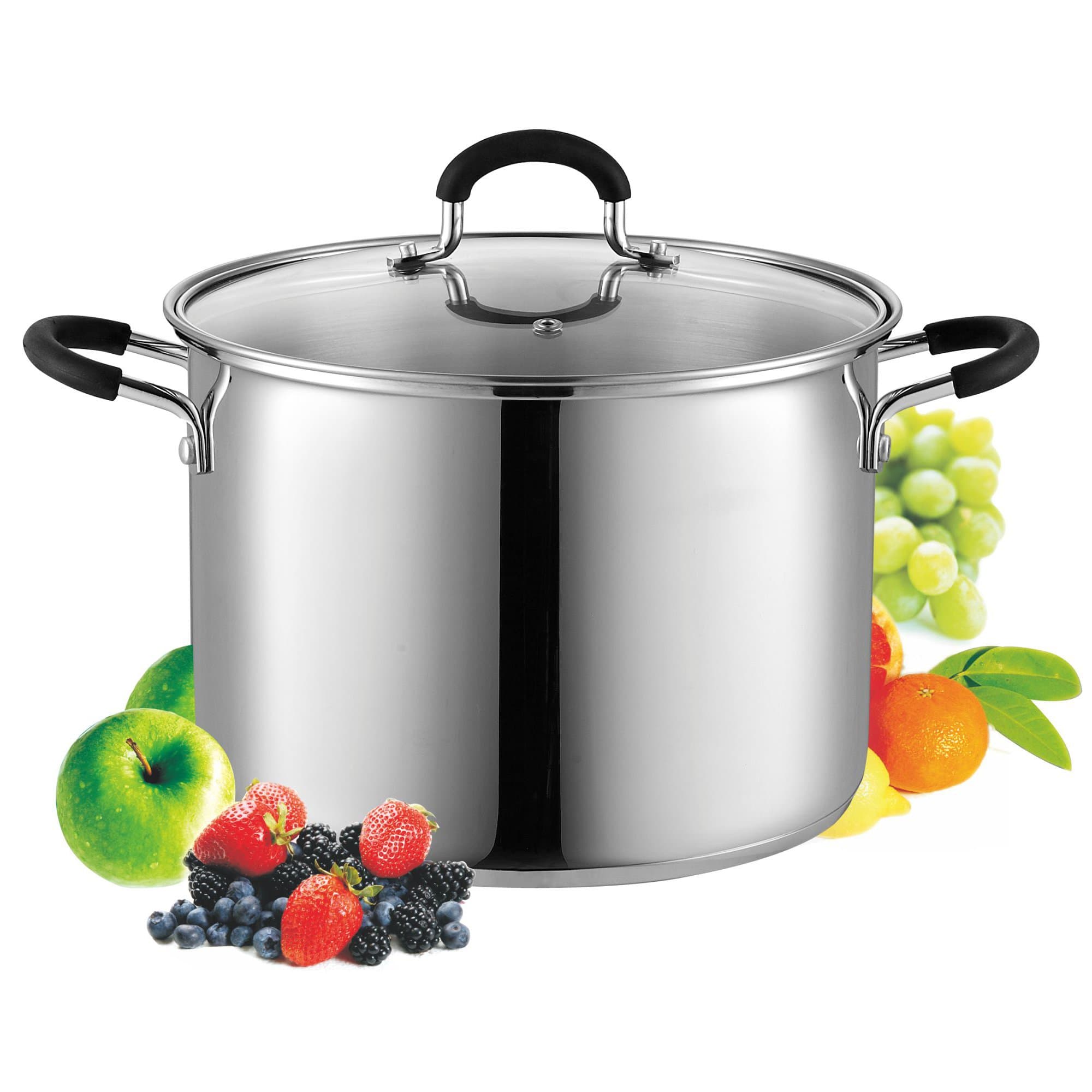 Cook N Home 02440 Stockpot Saucepot with Lid Induction Compatible, 8 quart, Metallic by Cook N Home
