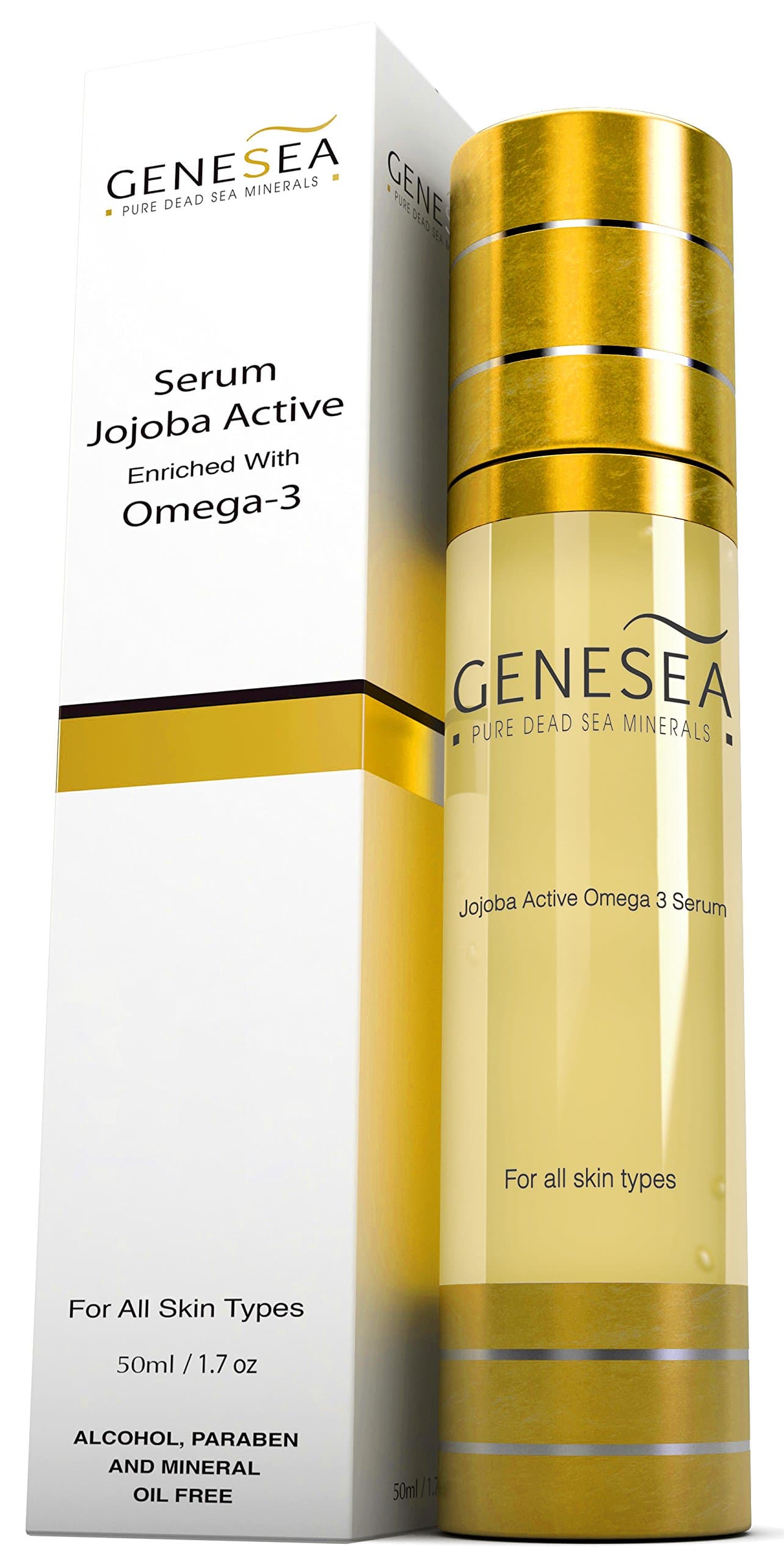 Genesea Jojoba Serum For Face - Restores Natural Moisture Level - Reduce Appearance Of Wrinkles - Enriched w/Minerals, Anti Aging Vitamins, Antioxidants and Omega 3 - Facial Serum For Dry Skin