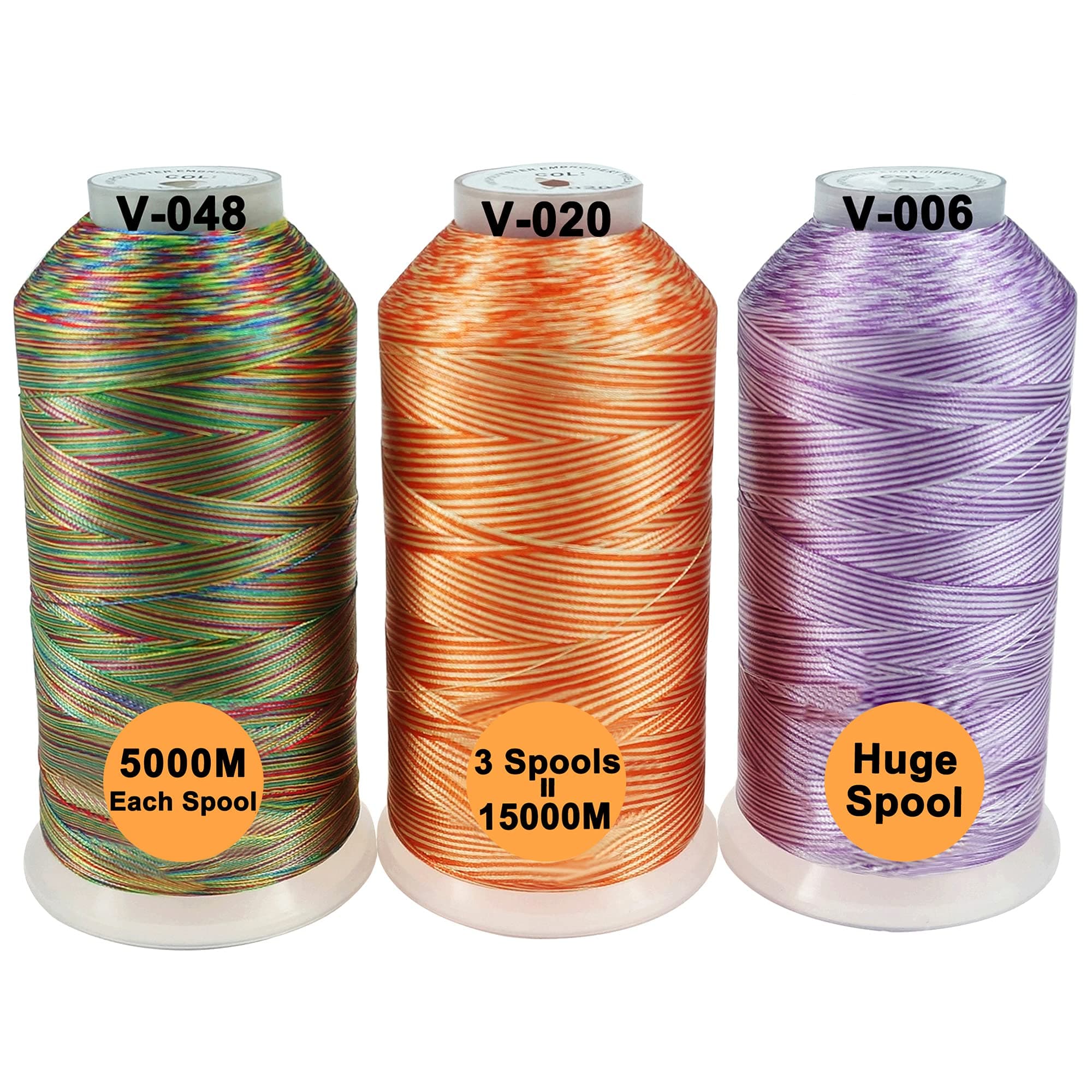 New brothreads - 40 Options- Various Assorted Color Packs of Polyester Embroidery Machine Thread Huge Spool 5000M for All Embroidery Machines -Variegated Colors 1