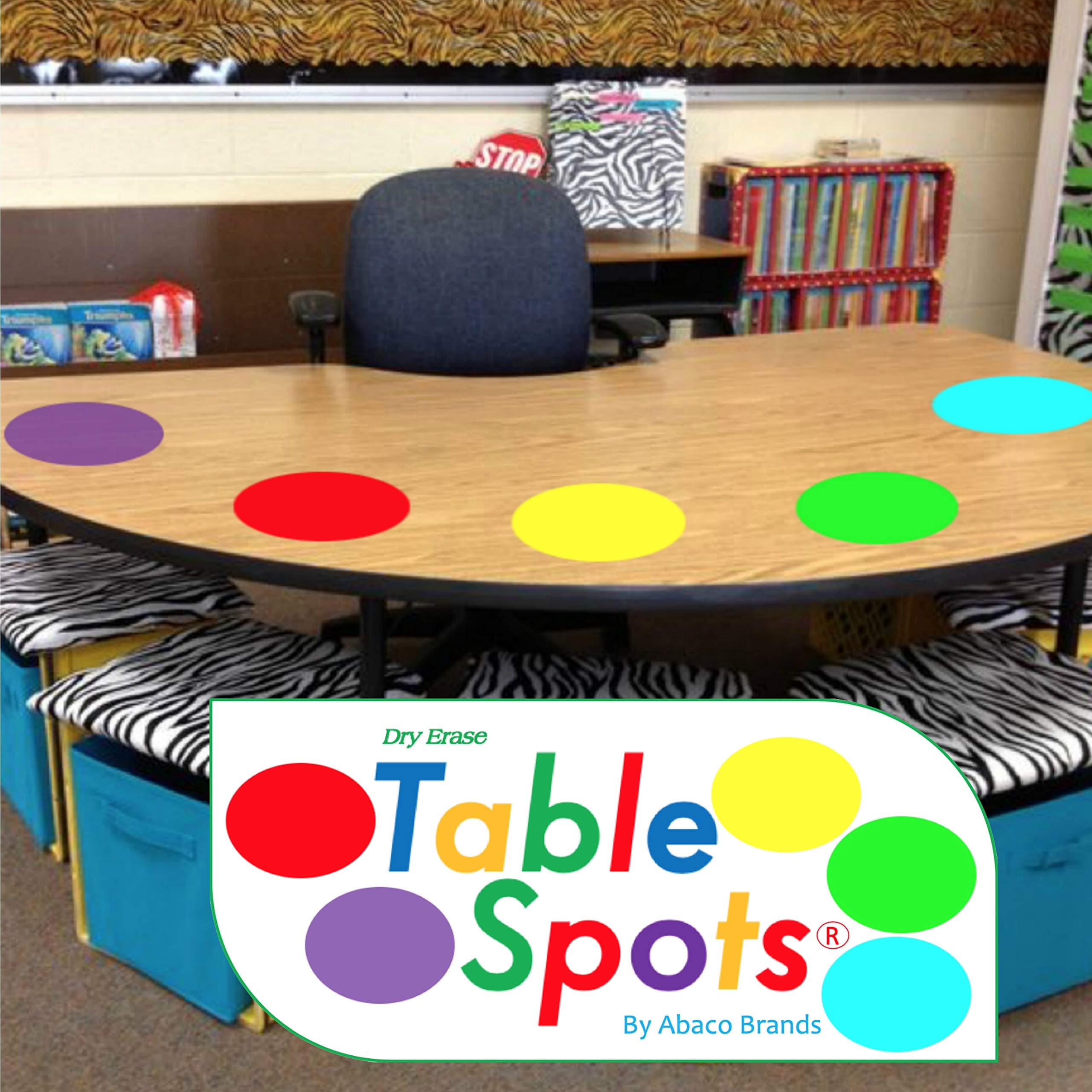 NEW Larger Size! | The Original Table Spots for Teachers | No Staining, No Shadowing, Complete Erase! Dry Erase, 10 Pack Multicolor Circles, Wall Stickers, Decals