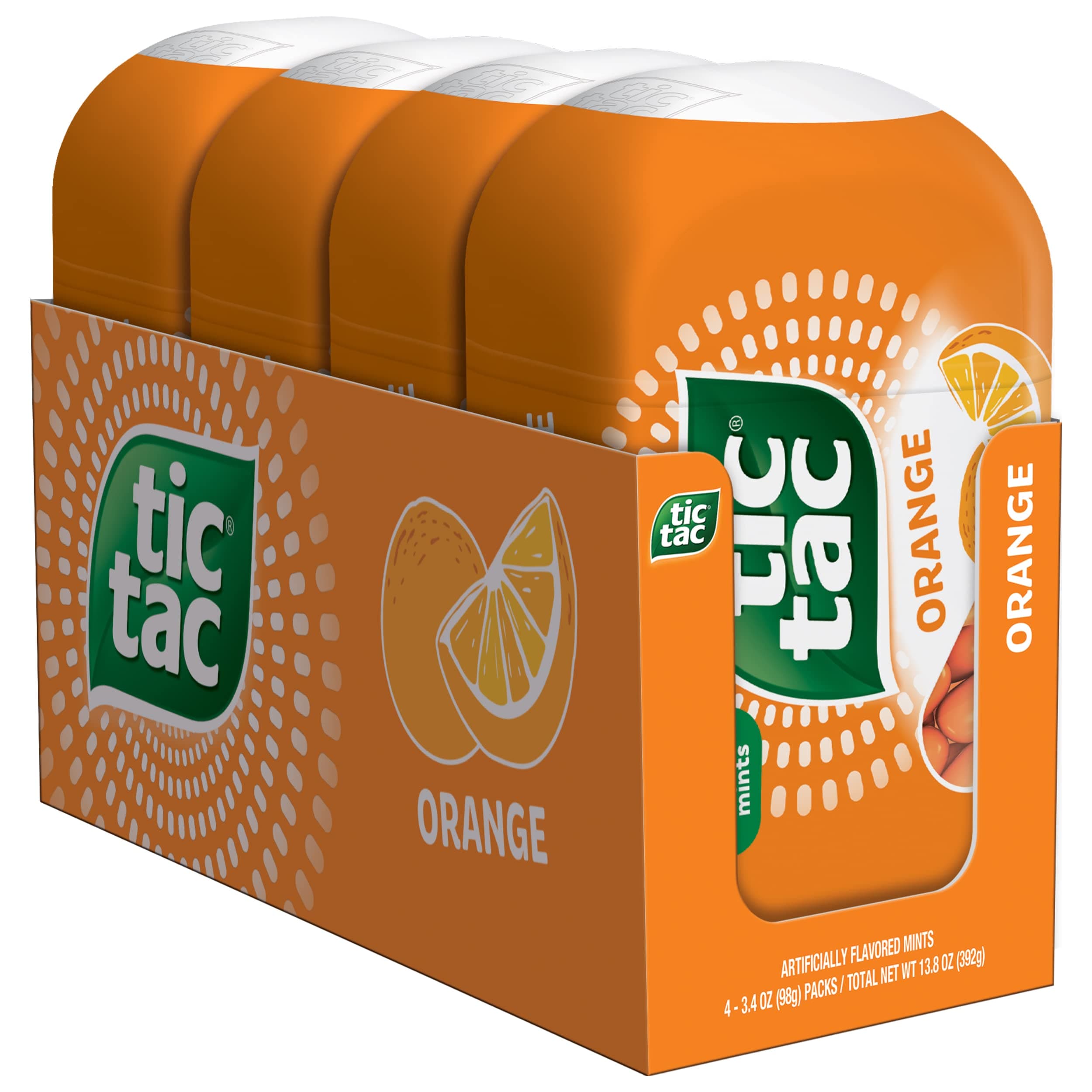 Tic Tac Orange Bottles, 3.4 Oz. (Pack Of 4)