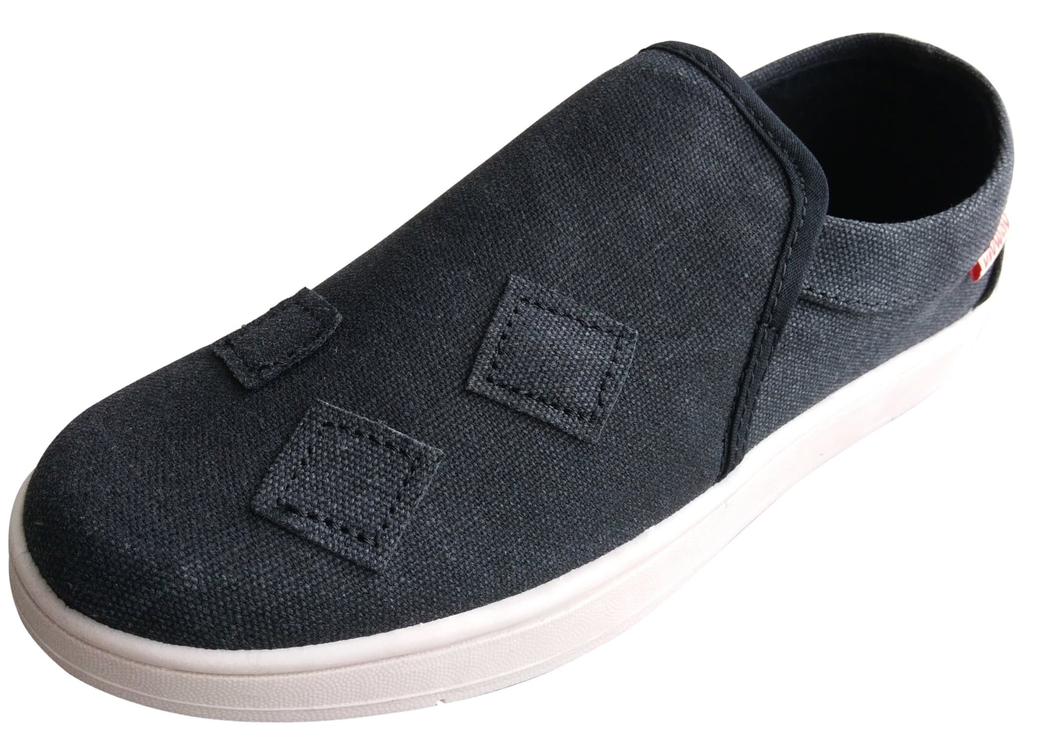 VIVWAY Men's Slip On Flat Patch Canvas Casual