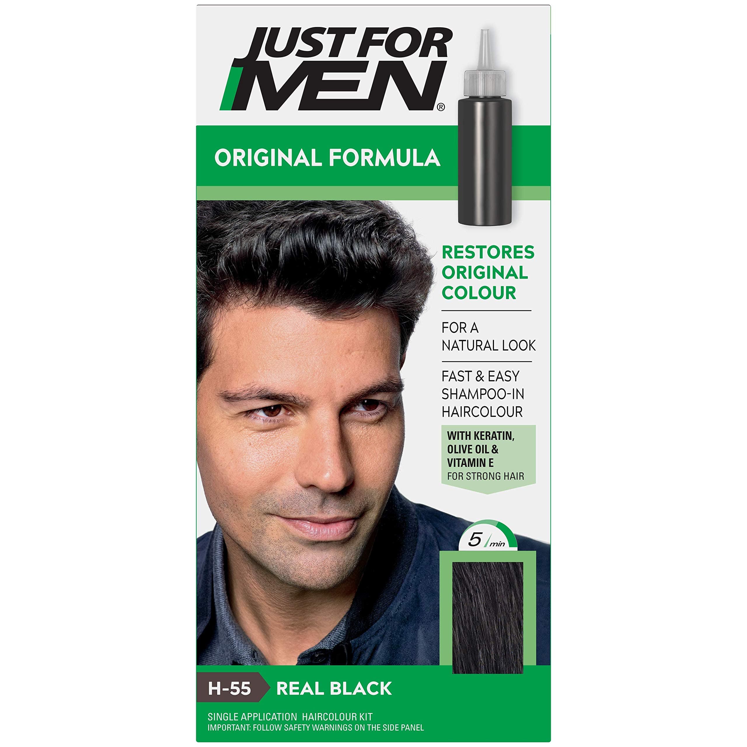 JUST FOR MEN Hair Colouring Kit, Real Black H55