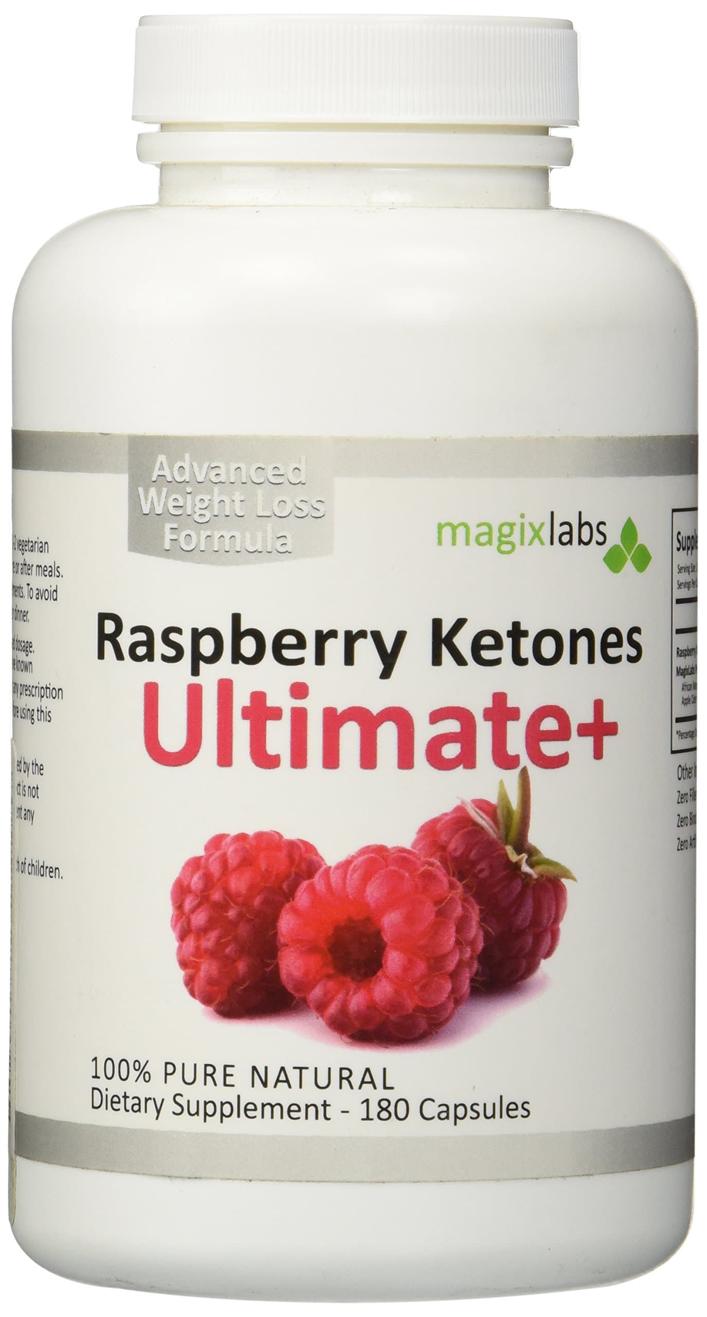 Raspberry Ketones Ultimate+ All Natural Weight Loss Supplement and Appetite Suppressant - 180 Vegetarian Capsules - Full 60 Day Supply