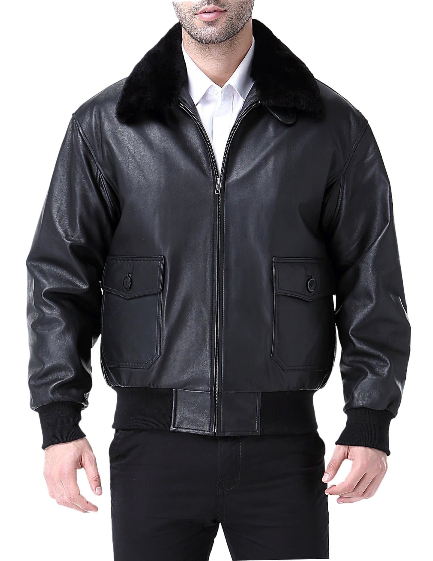 Airborne Leathers Men's G1 Goatskin Bomber Jacket with Fur