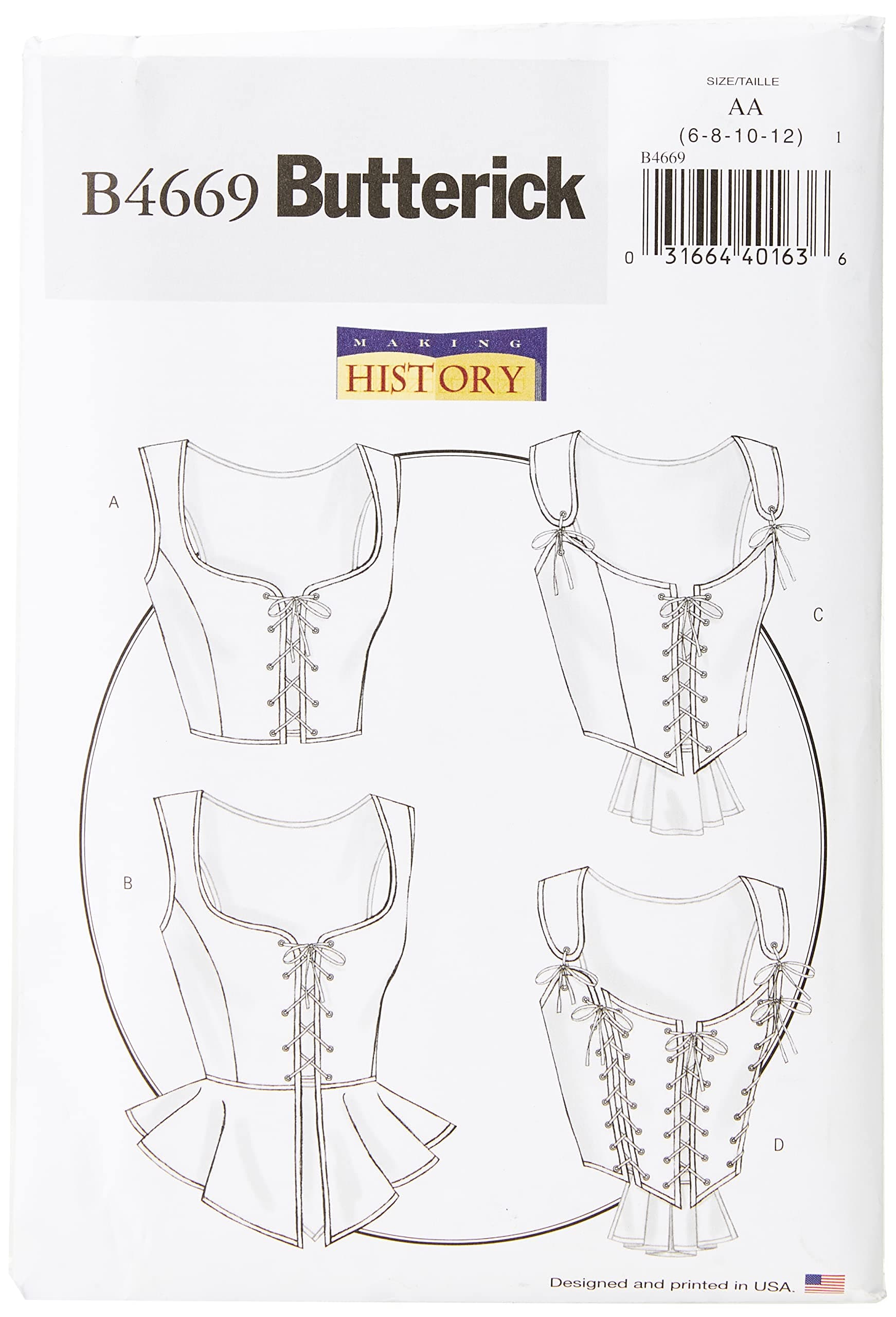 PATTERNS B4669 Misses' Corset, Size AA (6-8-10-12)