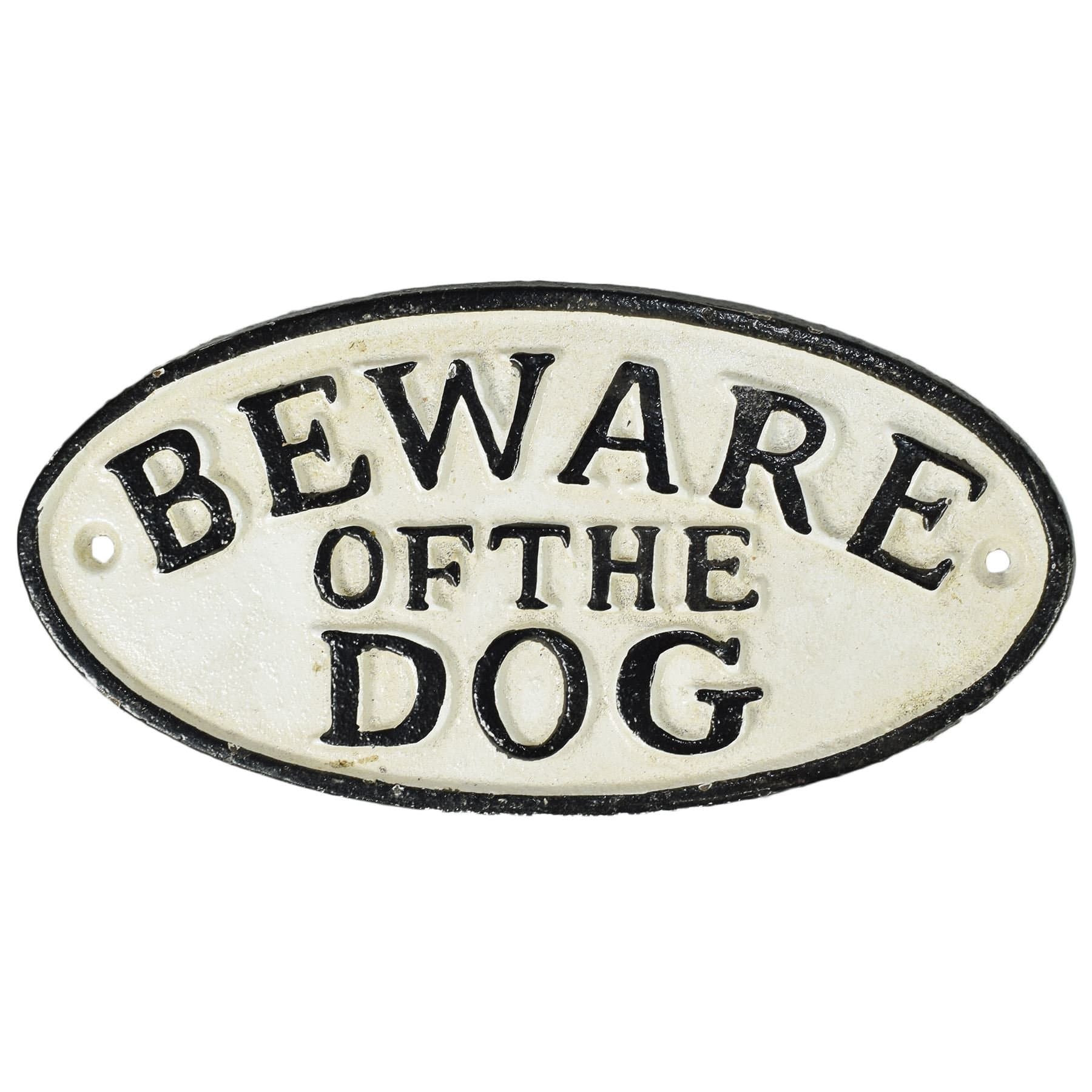Beware Of The Dog Traditional Cast Iron Metal Sign Rustic Plaque Painted Sign