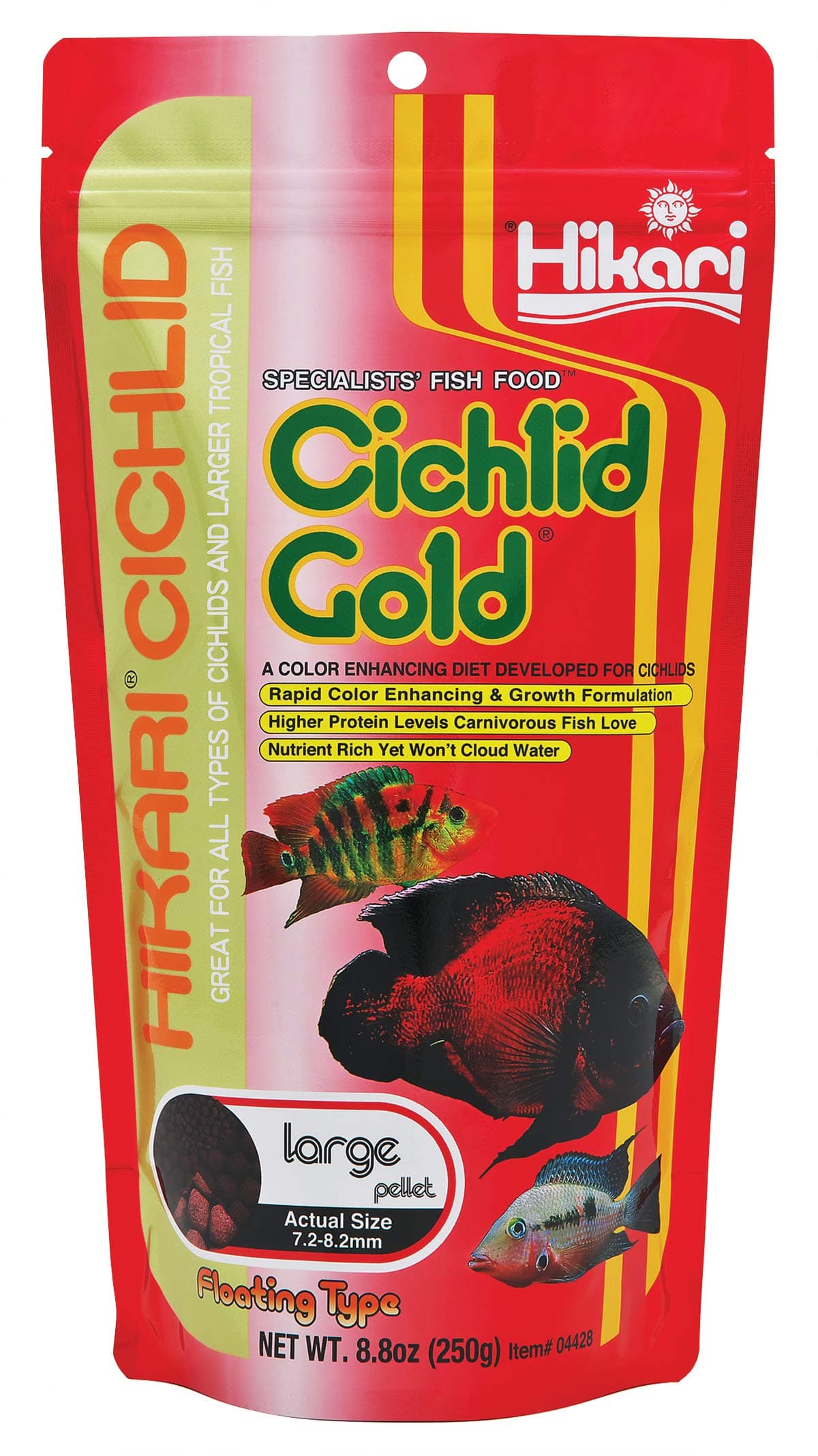 8.8-Ounce Cichlid Gold Floating Pellets for Pets, Lar