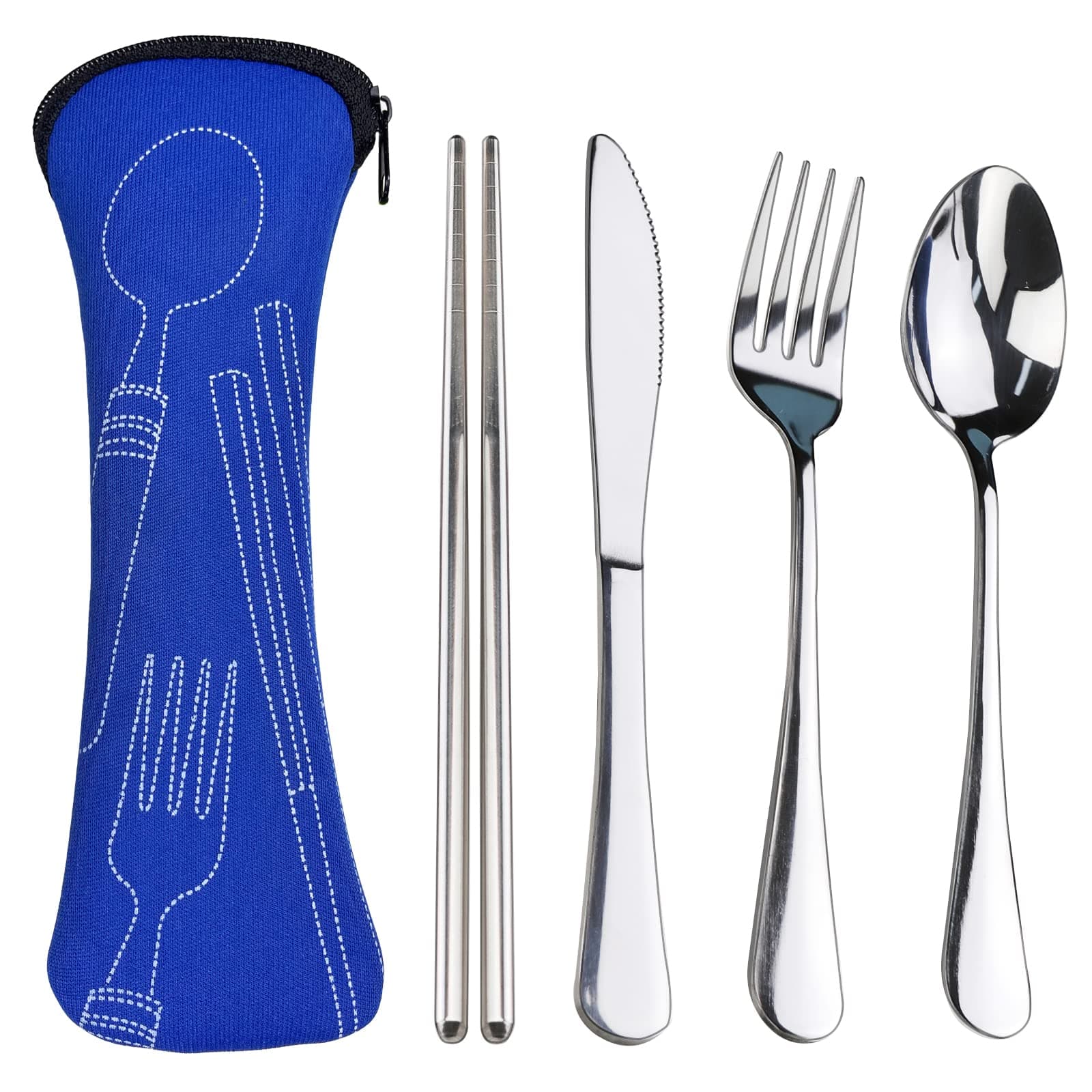 Portable Silverware Set with Case, Lengnoyp Travel Camping Utensils Set, Premium Stainless Steel Travel Cutlery Set