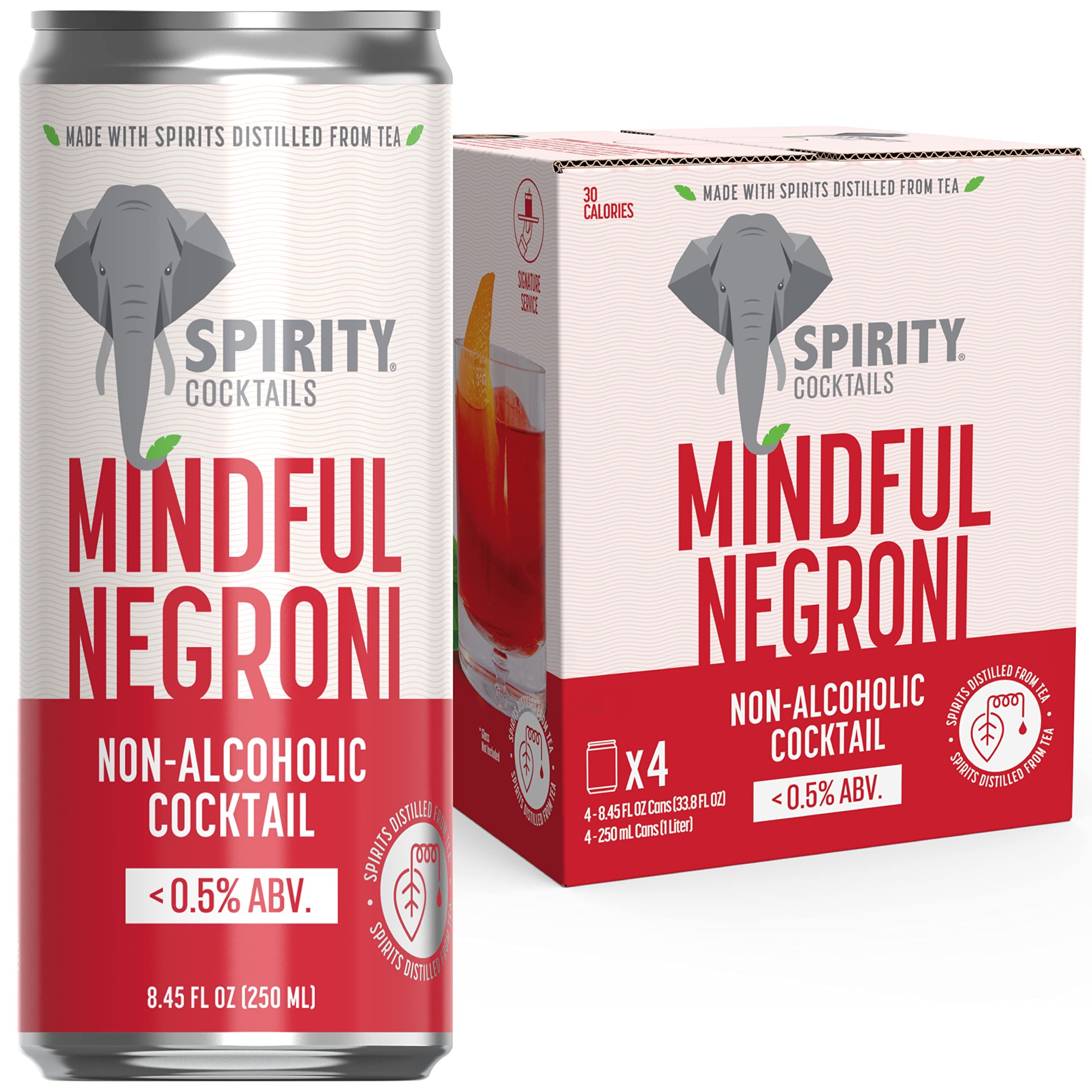 Real Non-Alcoholic Cocktails | SPIRITY COCKTAILS | Award Winning | Crafted with Spirits Distilled From Tea | Mindful Negroni | 4-pack