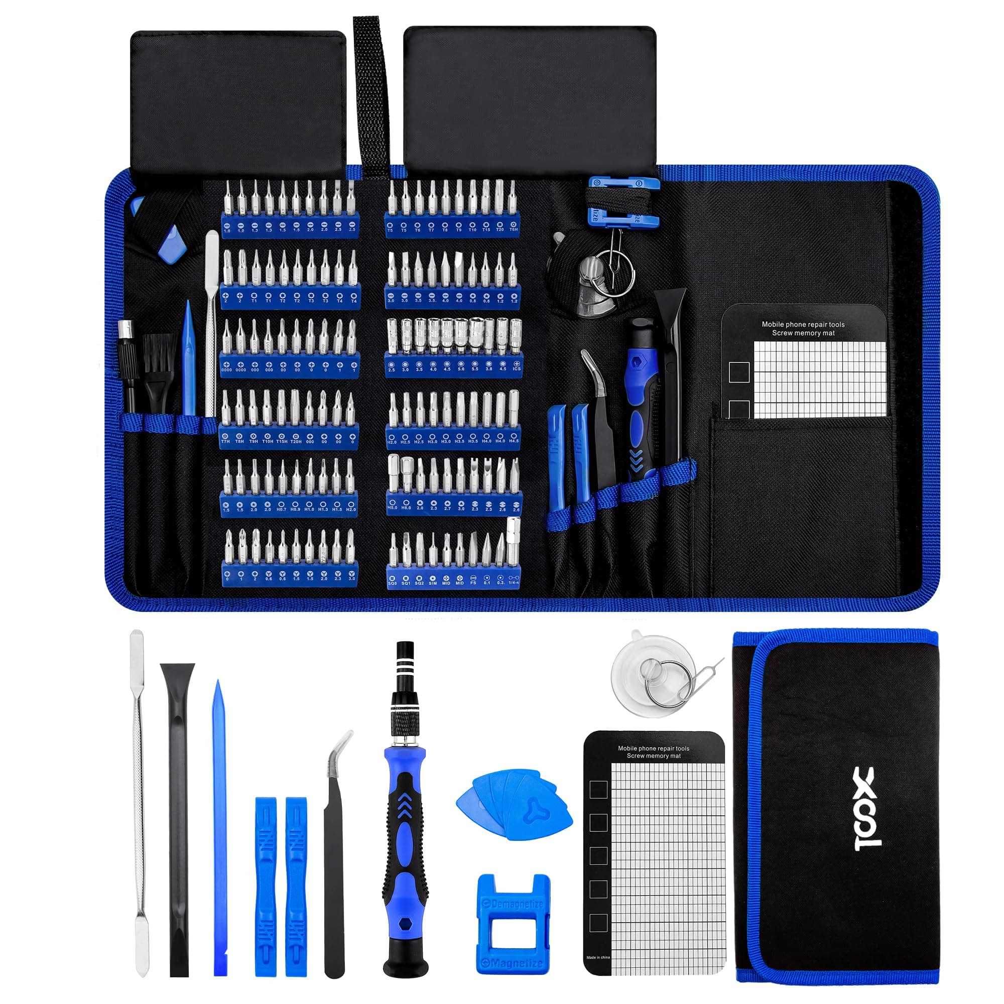 XOOL 140-in-1 Precision Screwdriver Set for Electronics Repair with 120 Magnetic Cr-V Bits, Electronics Tool Kit for Macbook, iPhone, Laptop, PC, Game Console, Tablet