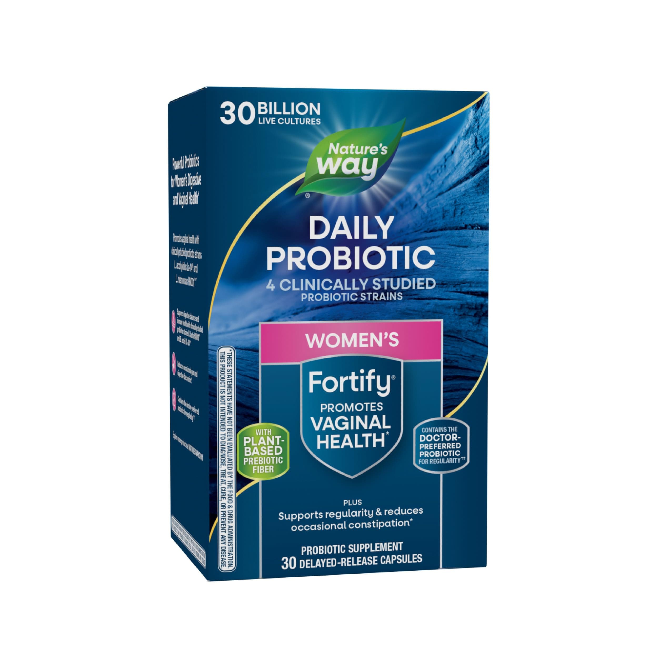 Fortify Daily Probiotic for Women, 30 Billion Live Cultures, 10 Strains, Prebiotics and Probiotics for Women, Supports Digestive and Immune Health* No Refrigeration Required, 30 Capsules