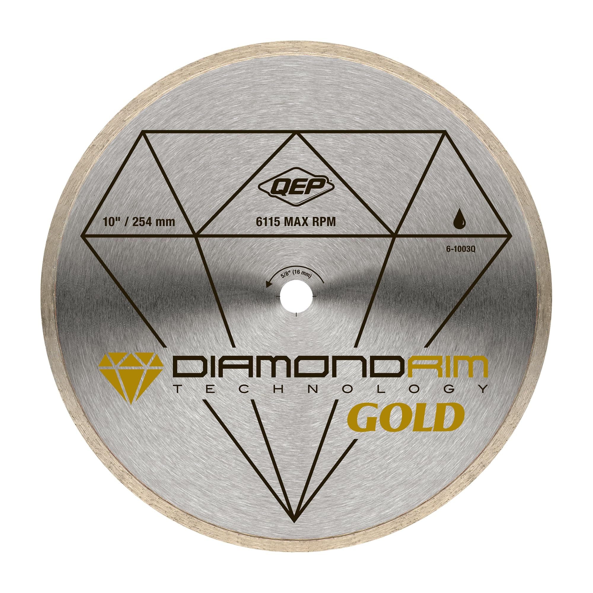 QEP 10" Continuous Rim Premium Diamond Blade for Wet or Dry Cutting of Ceramic, Porcelain, and Marble Tile